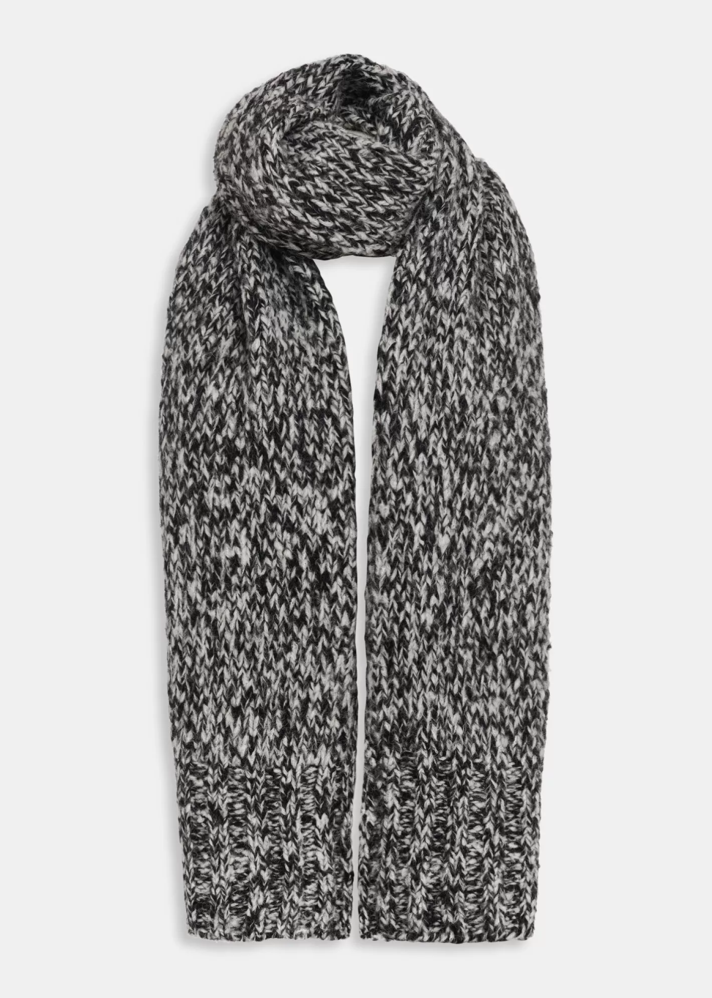 Best Black and ecru mélange knit scarf Fall 2024 Collection | Scarves