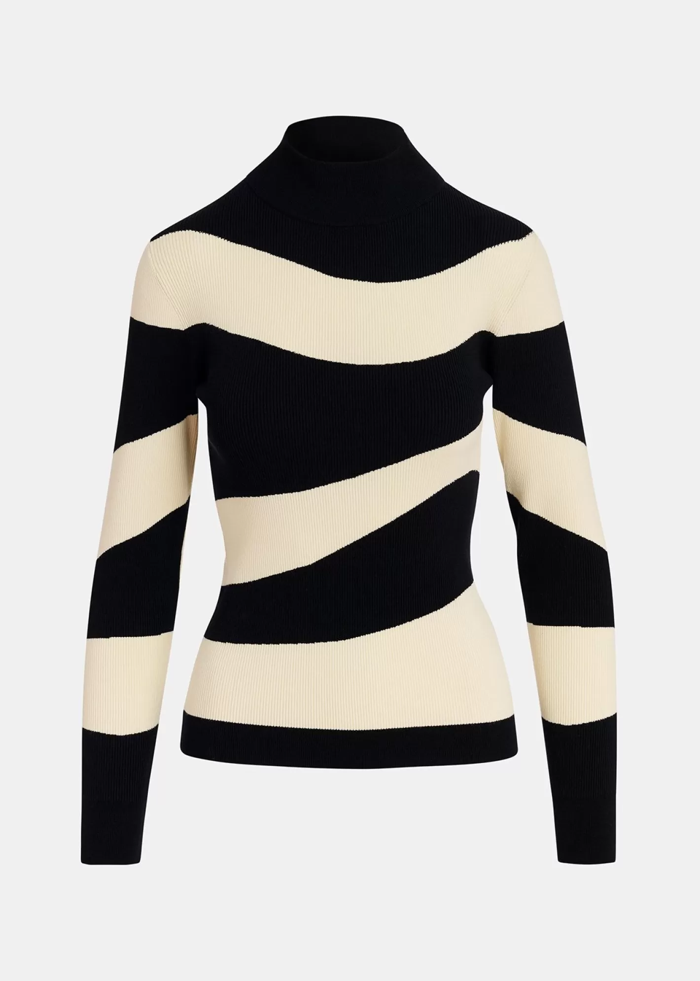 Best Black and ecru striped rib-knitted sweater Fall 2024 Collection | Sweaters & Cardigans