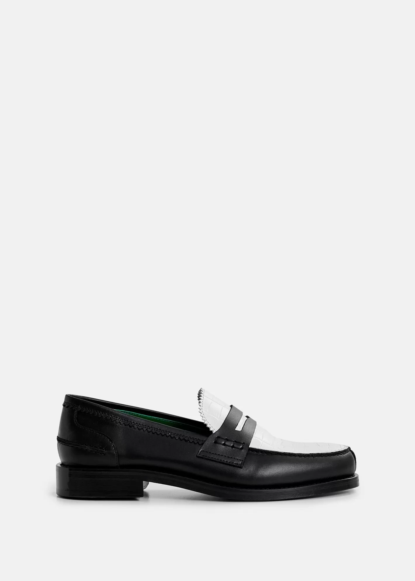 Clearance Black and white leather loafers Fall 2024 Collection | Shoes