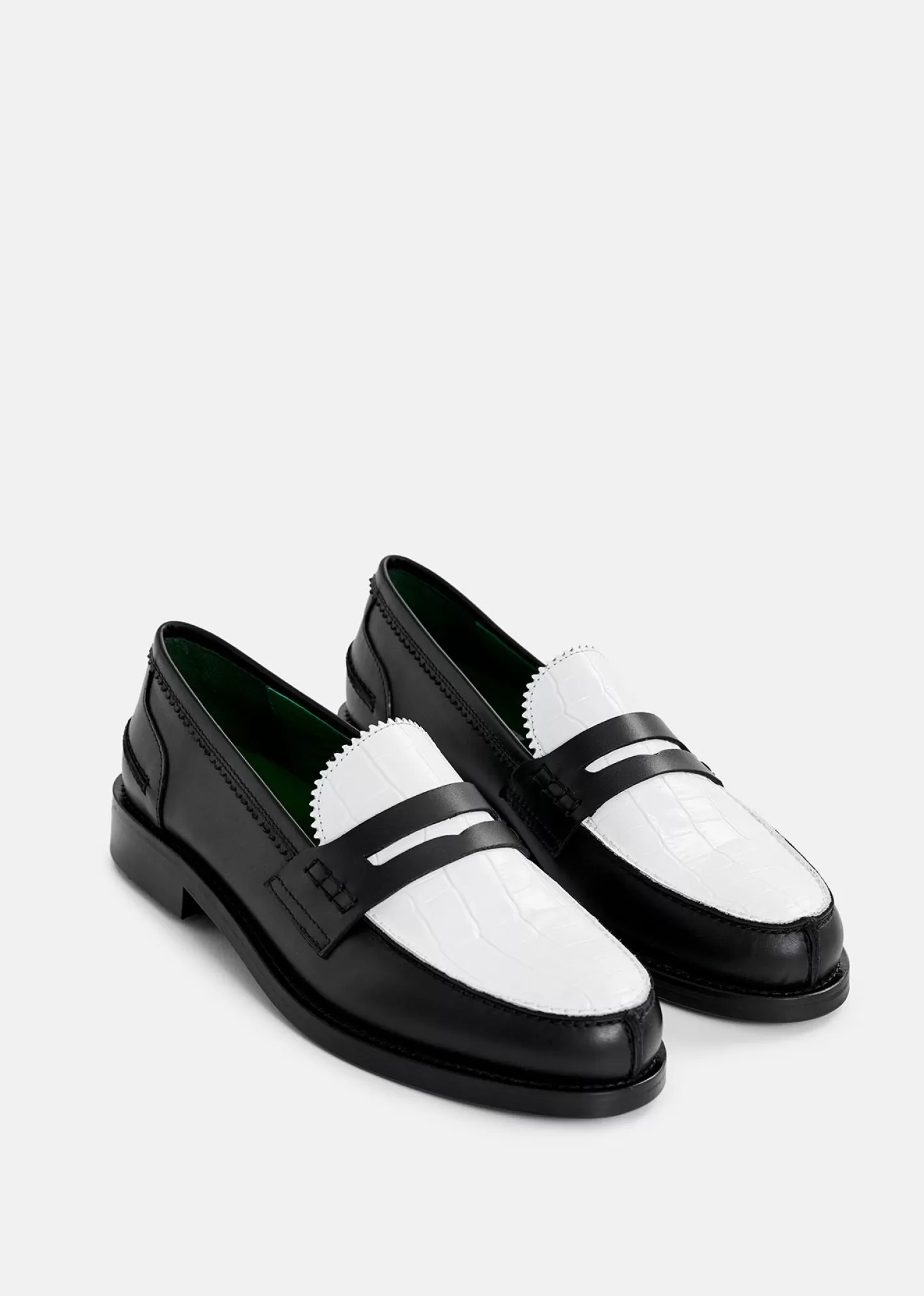 Clearance Black and white leather loafers Fall 2024 Collection | Shoes