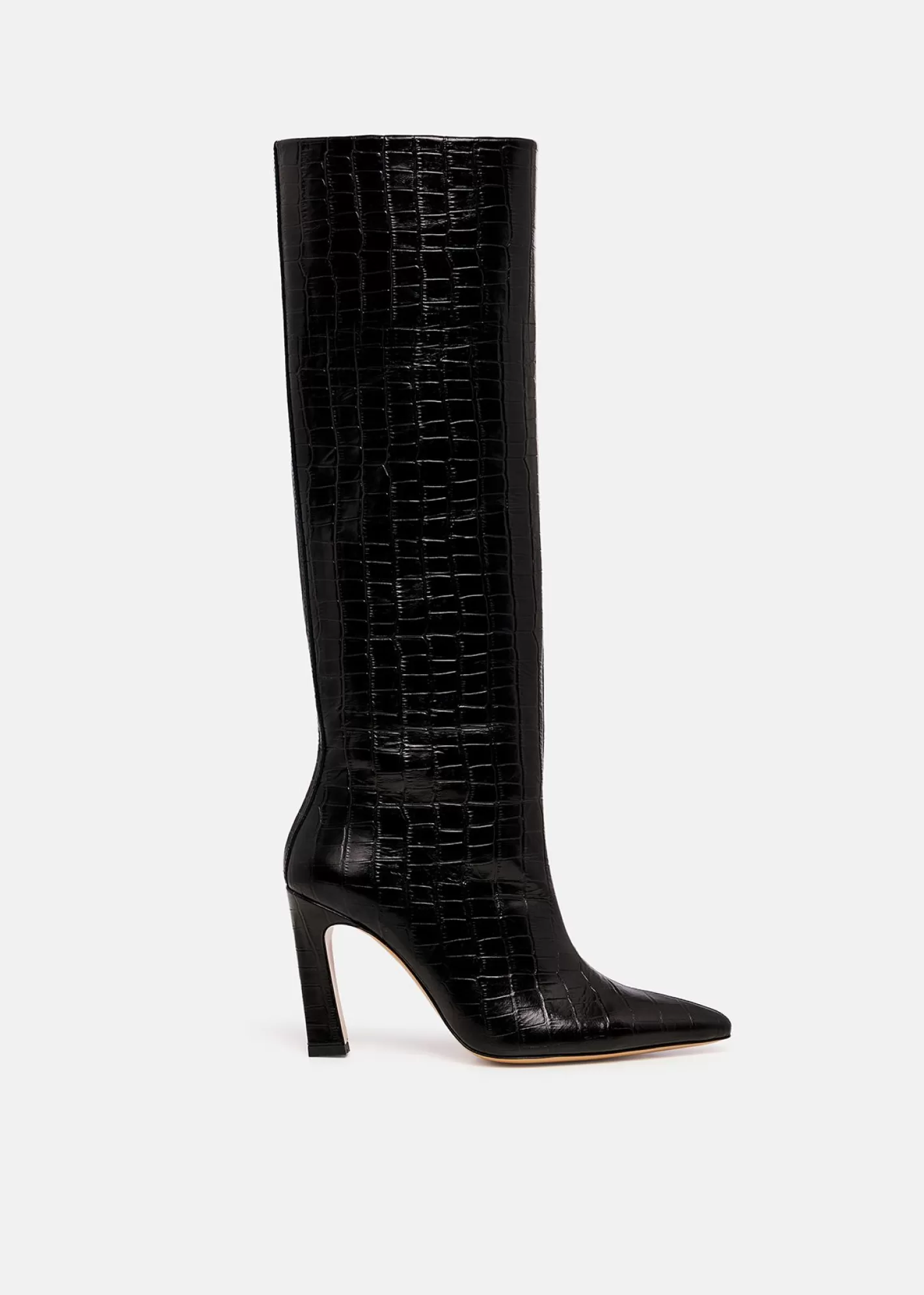 Best croc-effect leather knee boots Fall 2024 Collection | Partywear