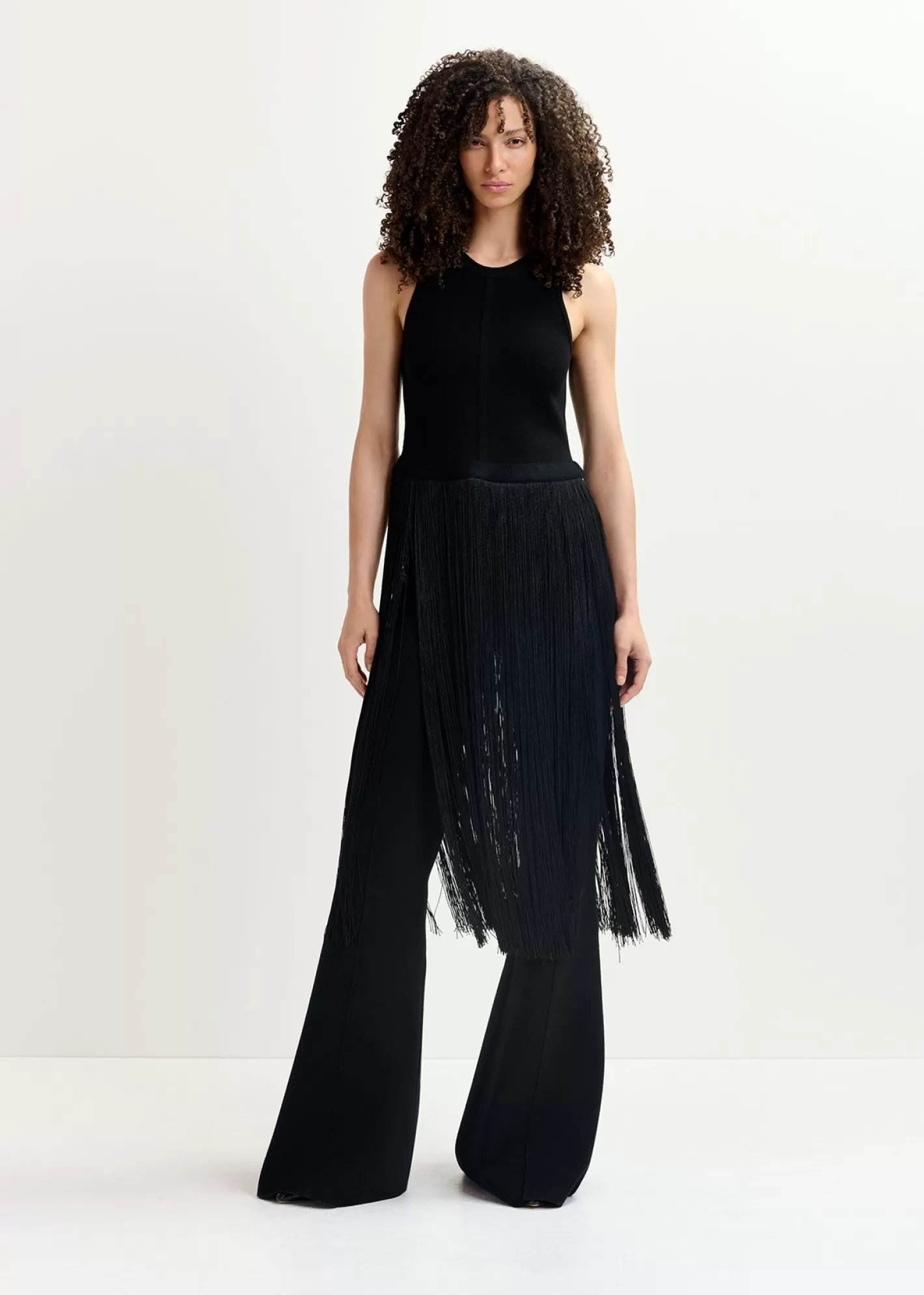 Online knitted top with long fringes Fall 2024 Collection | Partywear