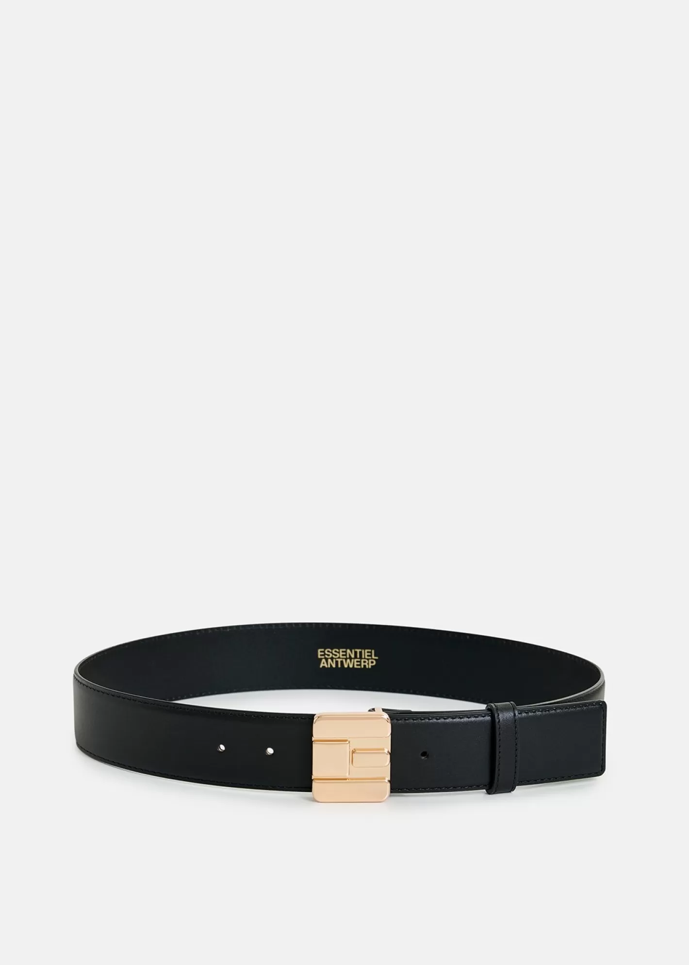 Hot Black leather belt with E-shaped buckle Belts