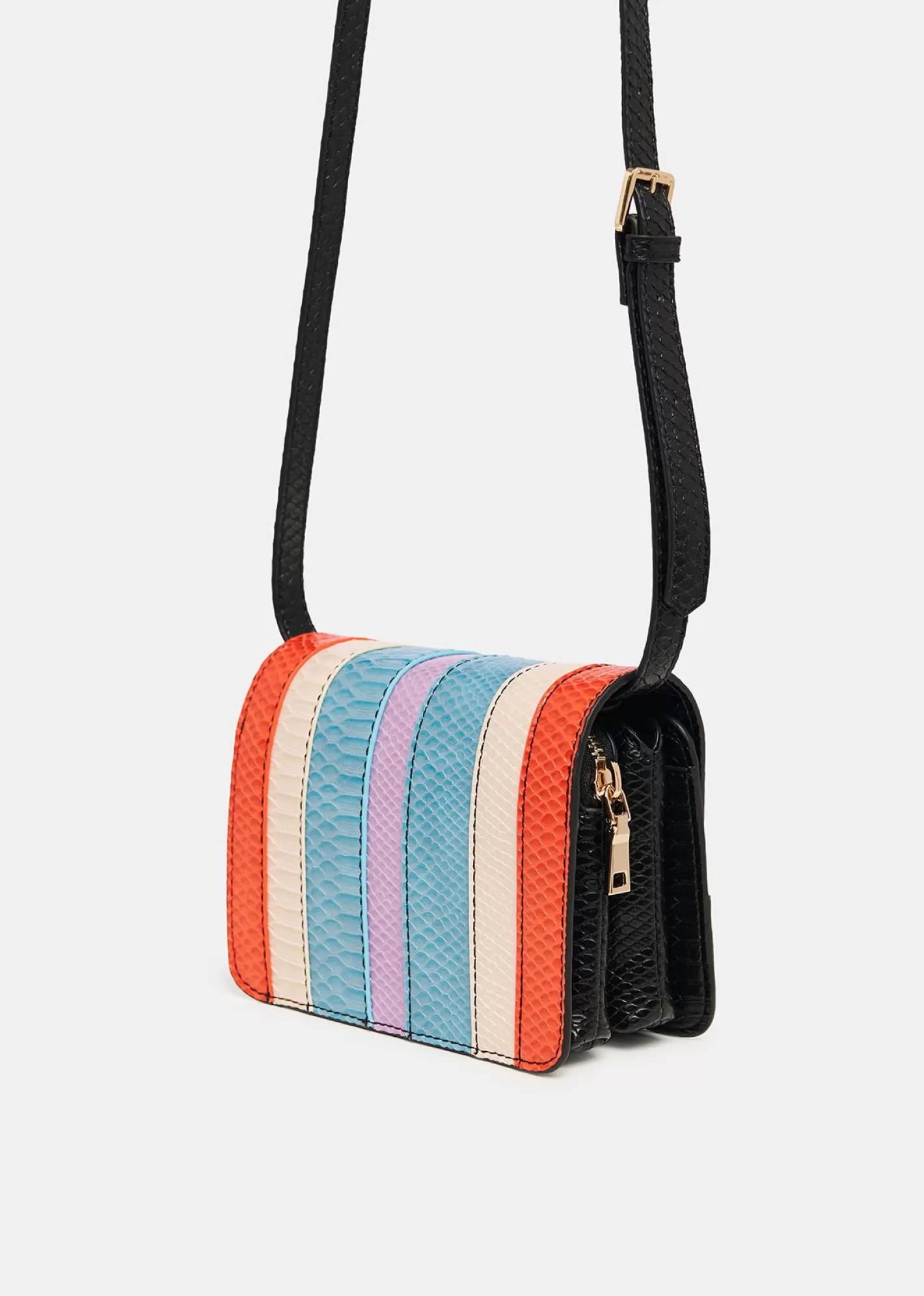 Discount Black, orange and blue snake-effect faux leather shoulder bag Fall 2024 Collection | Bags