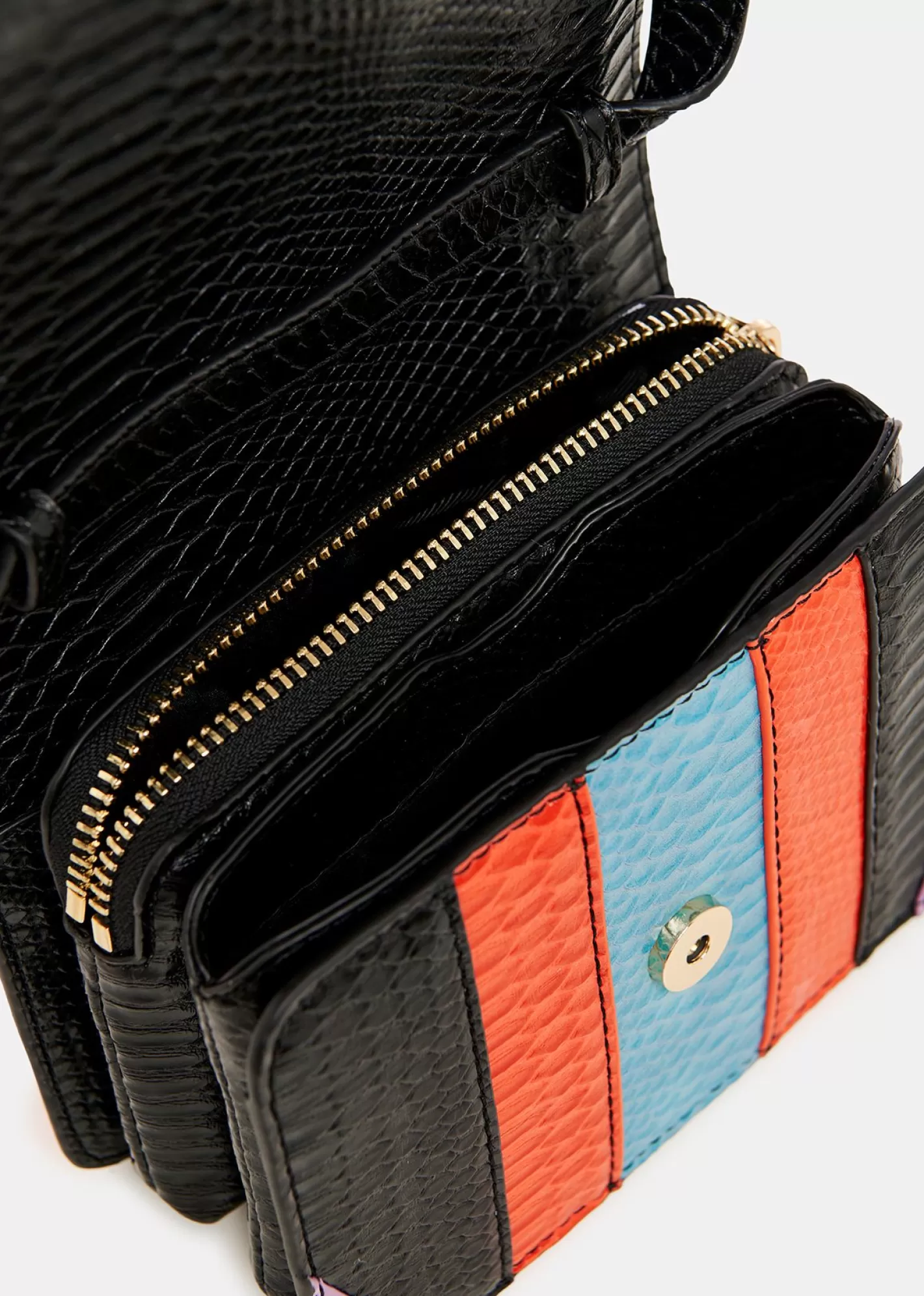 Discount Black, orange and blue snake-effect faux leather shoulder bag Fall 2024 Collection | Bags