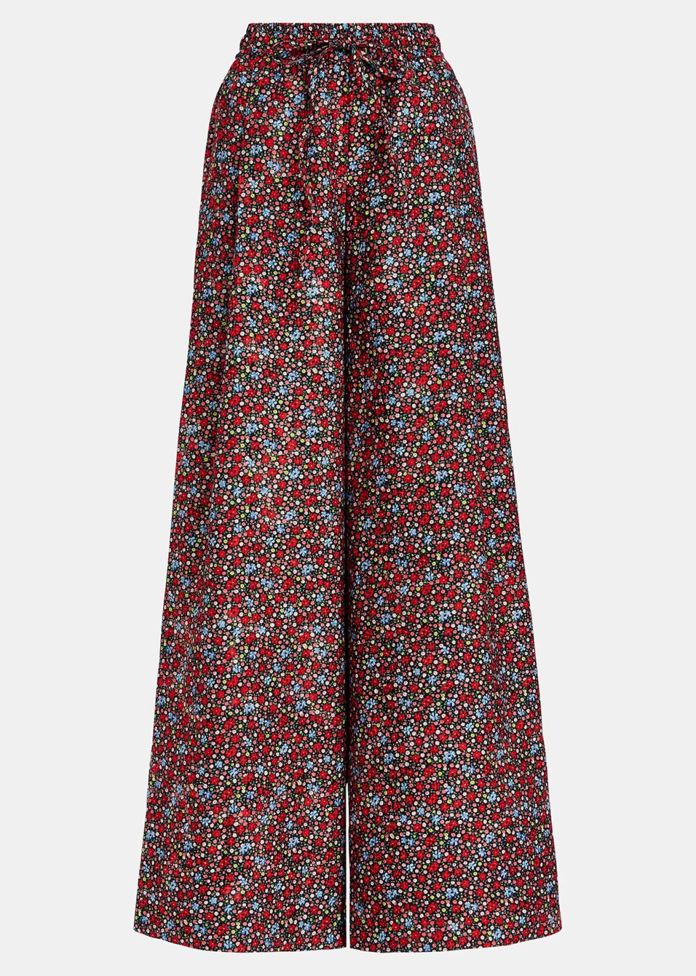 Hot Black, red and blue wide-leg pants with floral print Fall 2024 Collection | Prints