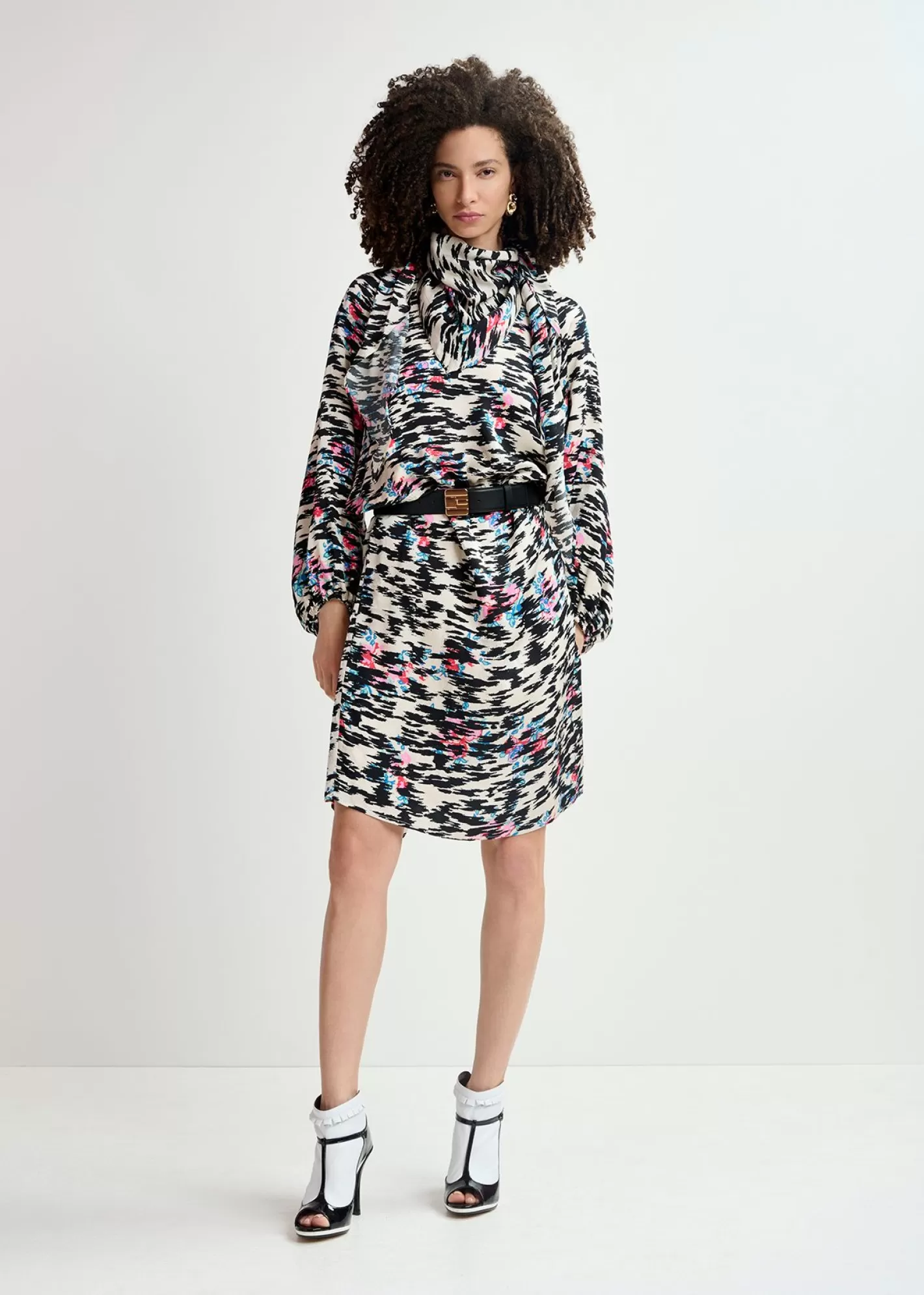Cheap Black, white and multicolored zebra-print scarf Prints | Scarves