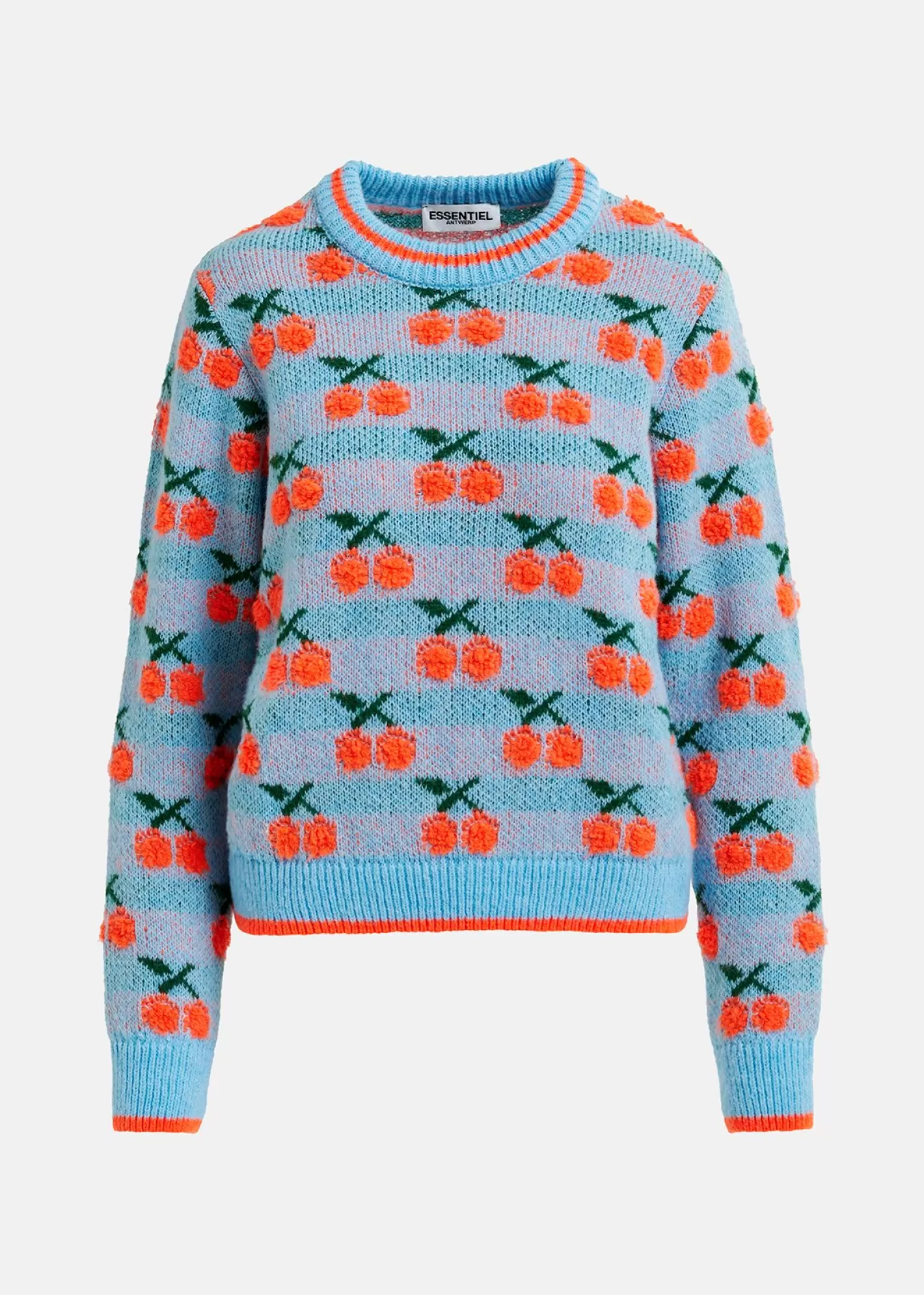 Store Blue and orange intarsia-knitted sweater with cherry pattern Prints | Sweaters & Cardigans