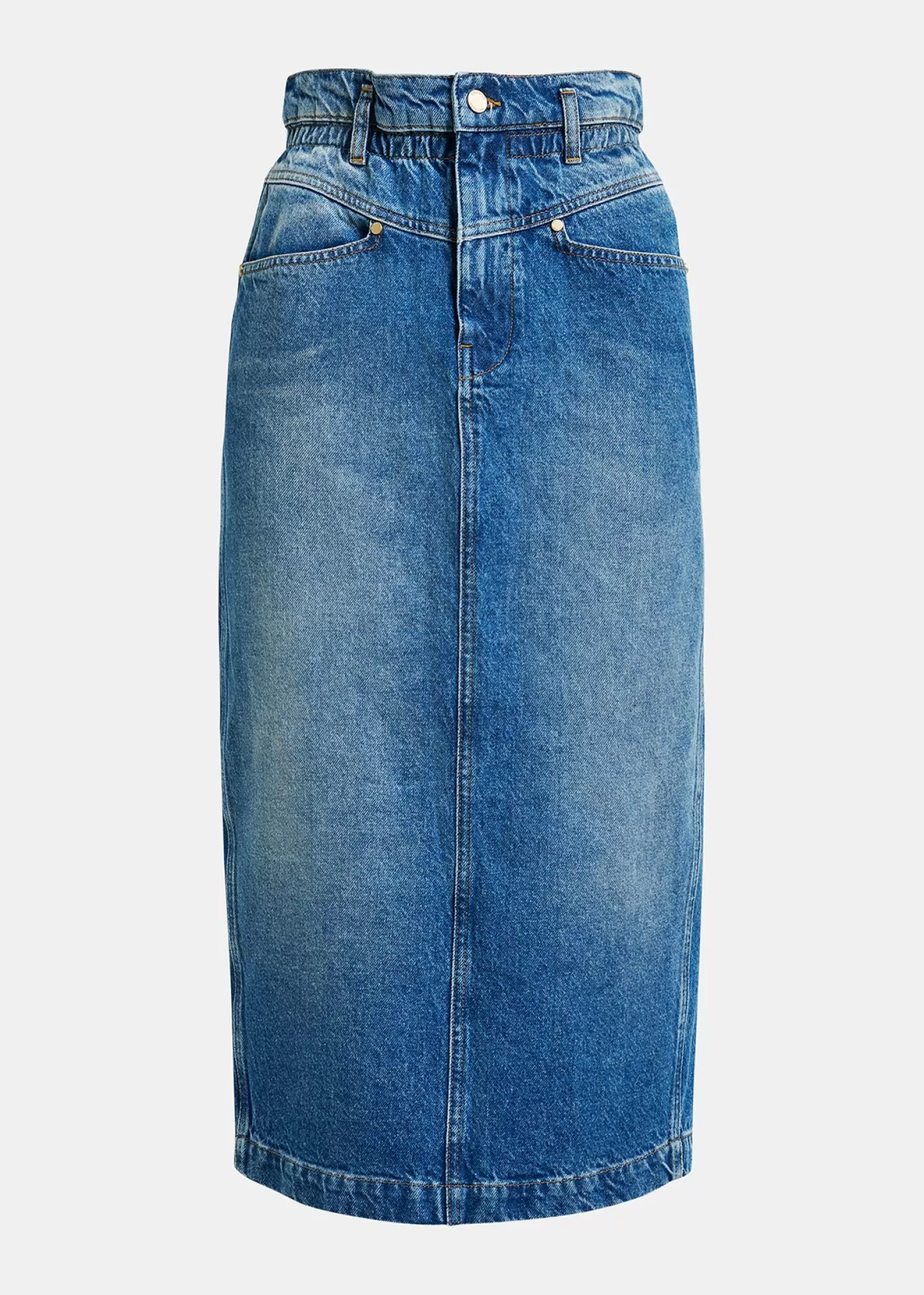 Outlet denim midi skirt with paperbag waist Fall 2024 Collection | Denim