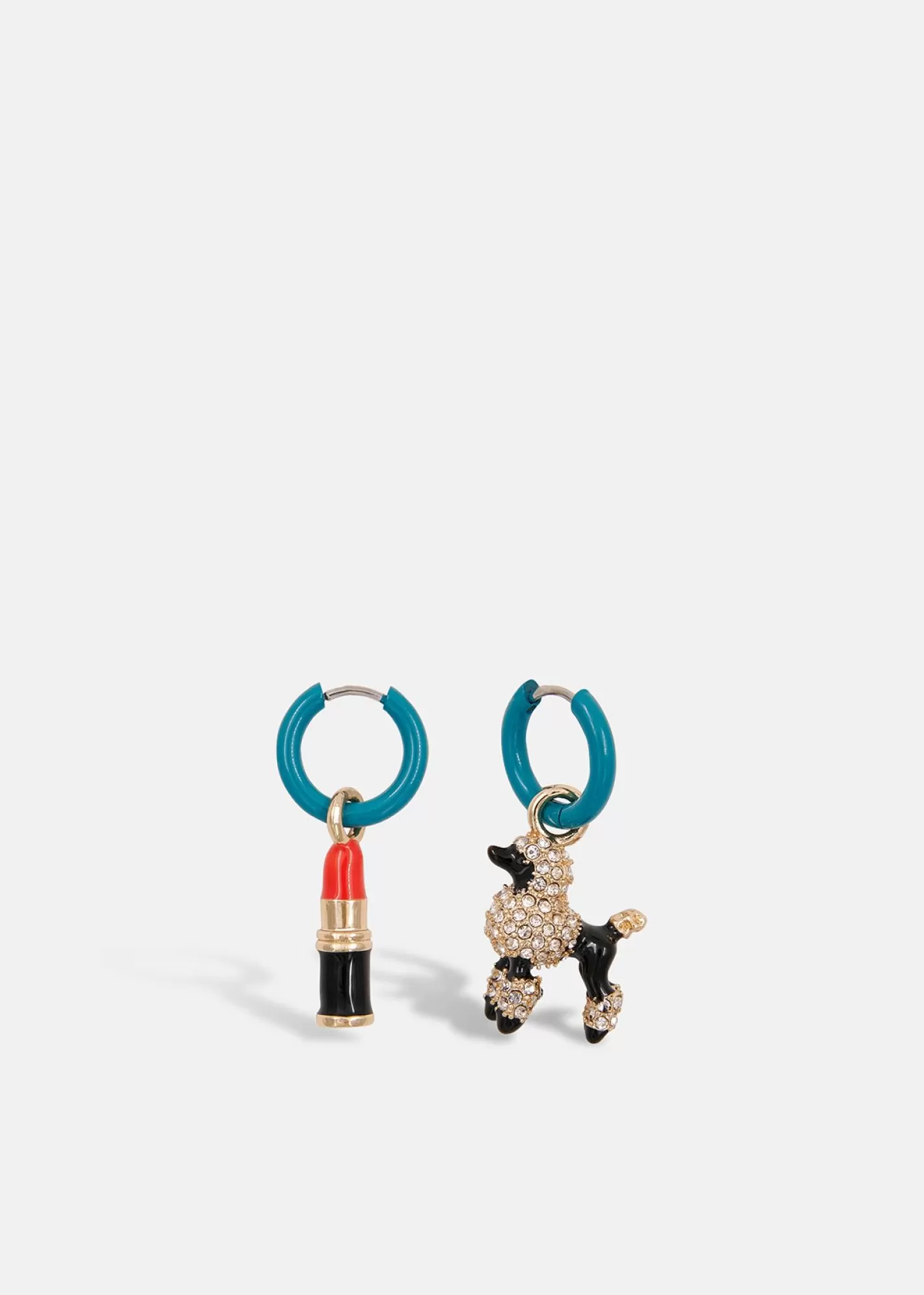 Best Blue hoop earrings with lipstick and poodle pendants Fall 2024 Collection | Jewelry