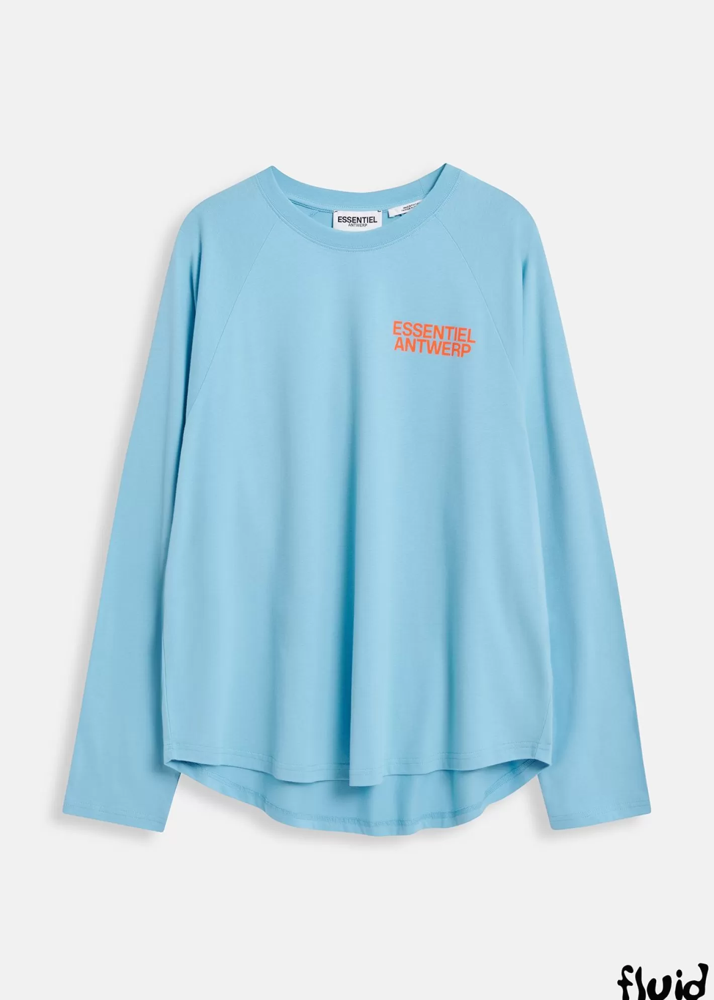 Hot Blue organic cotton long-sleeved T-shirt with logo print FLUID Collection | Loungewear