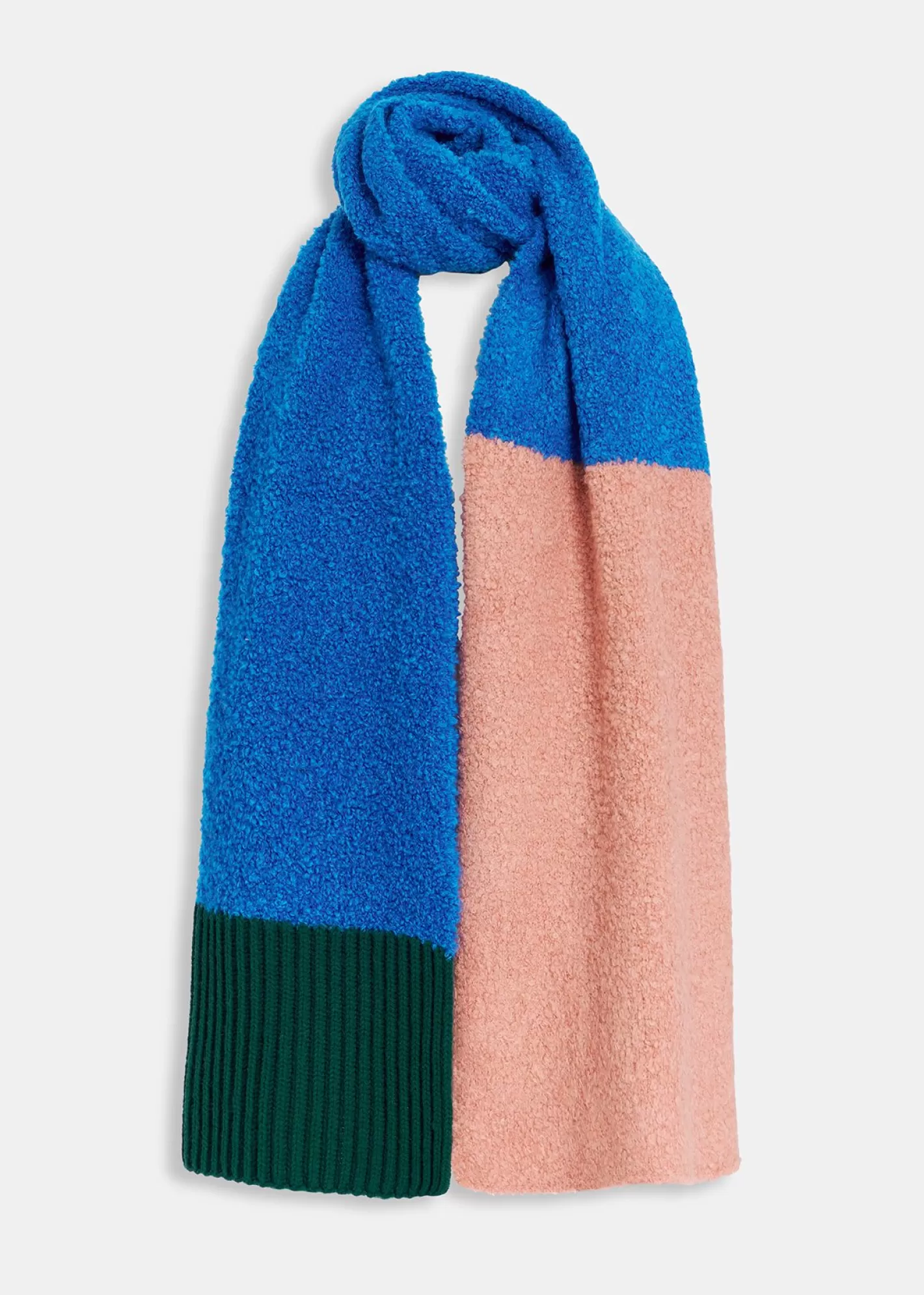 Sale Blue, vintage pink and dark green bouclé-knitted scarf Fall 2024 Collection | Scarves