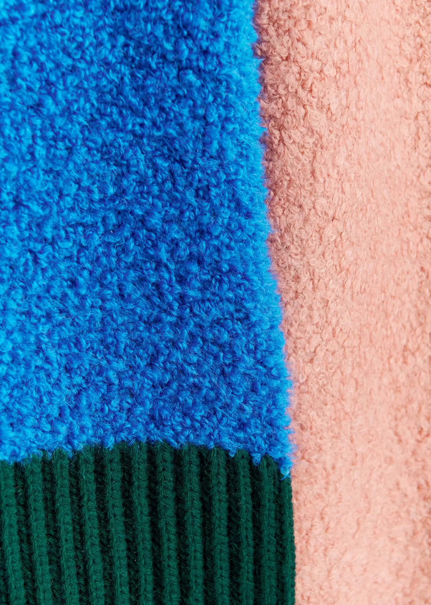 Sale Blue, vintage pink and dark green bouclé-knitted scarf Fall 2024 Collection | Scarves