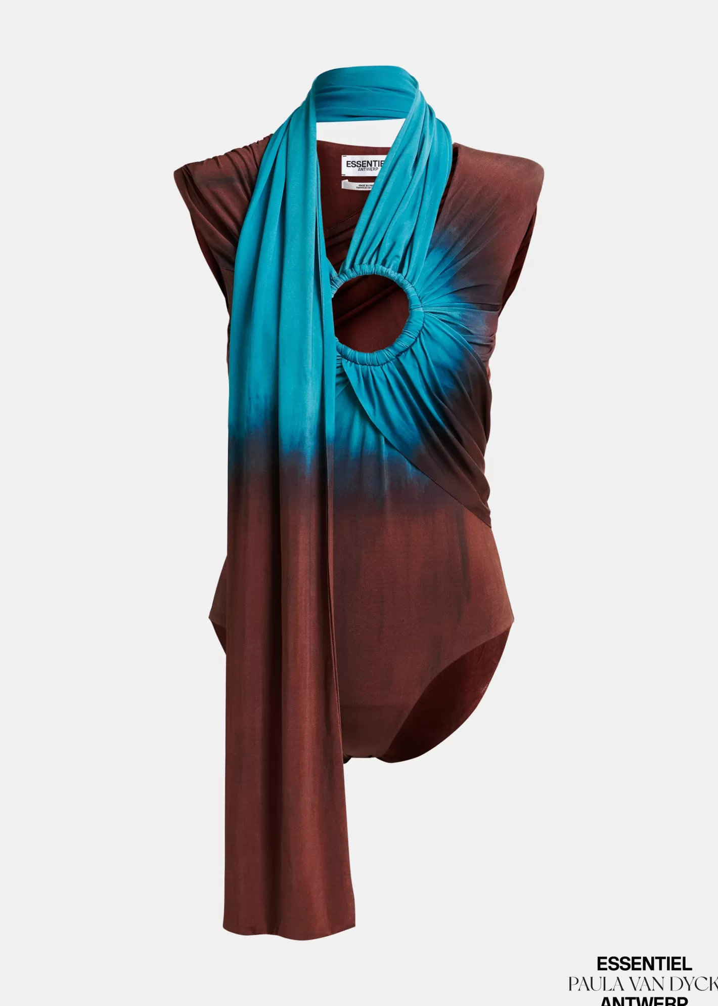 Discount Brown and blue asymetrical bodysuit Paula Van Dyck X Essentiel Antwerp | Tops & Blouses