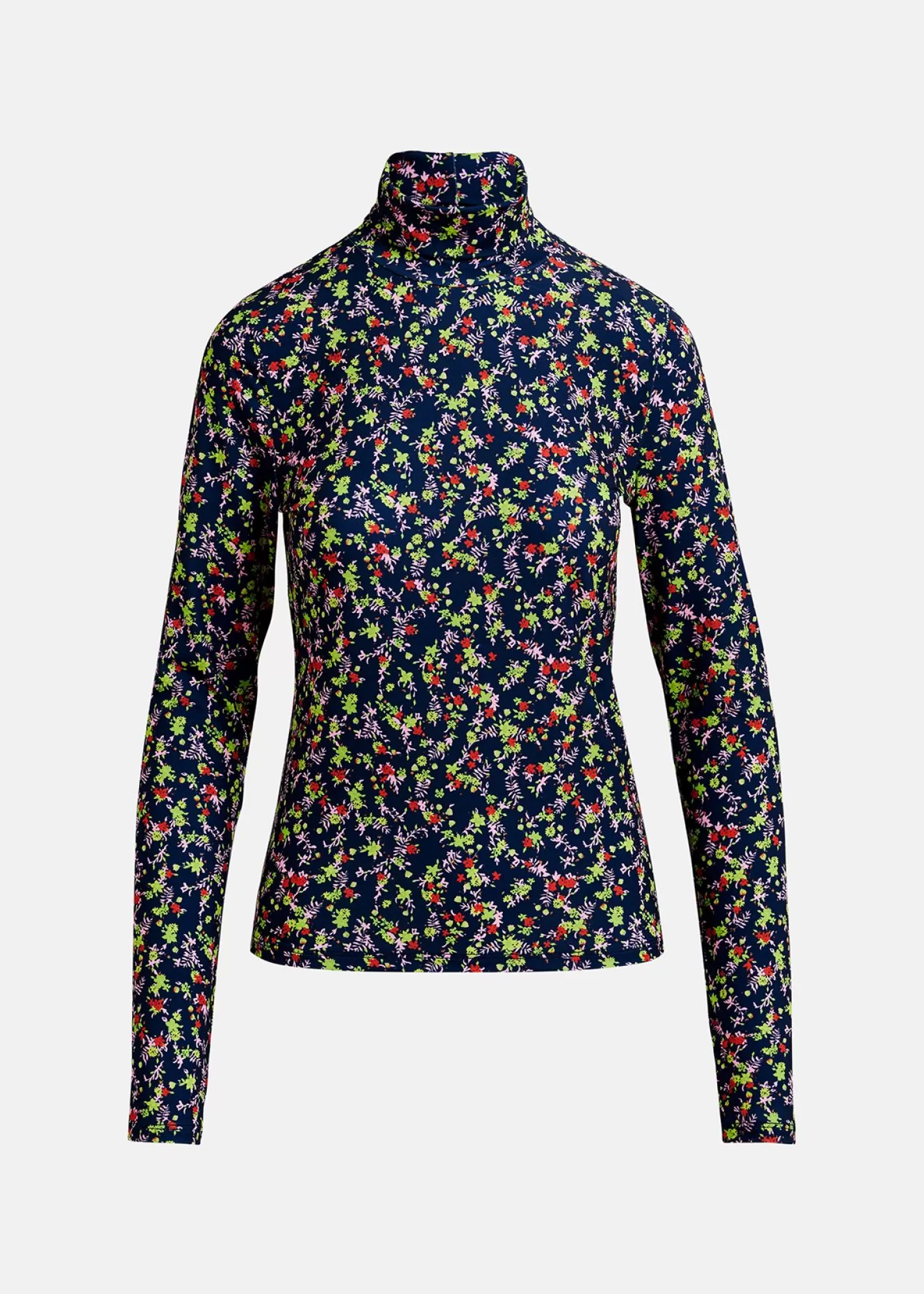 Clearance Dark blue floral-print turtleneck top Prints | T-shirts