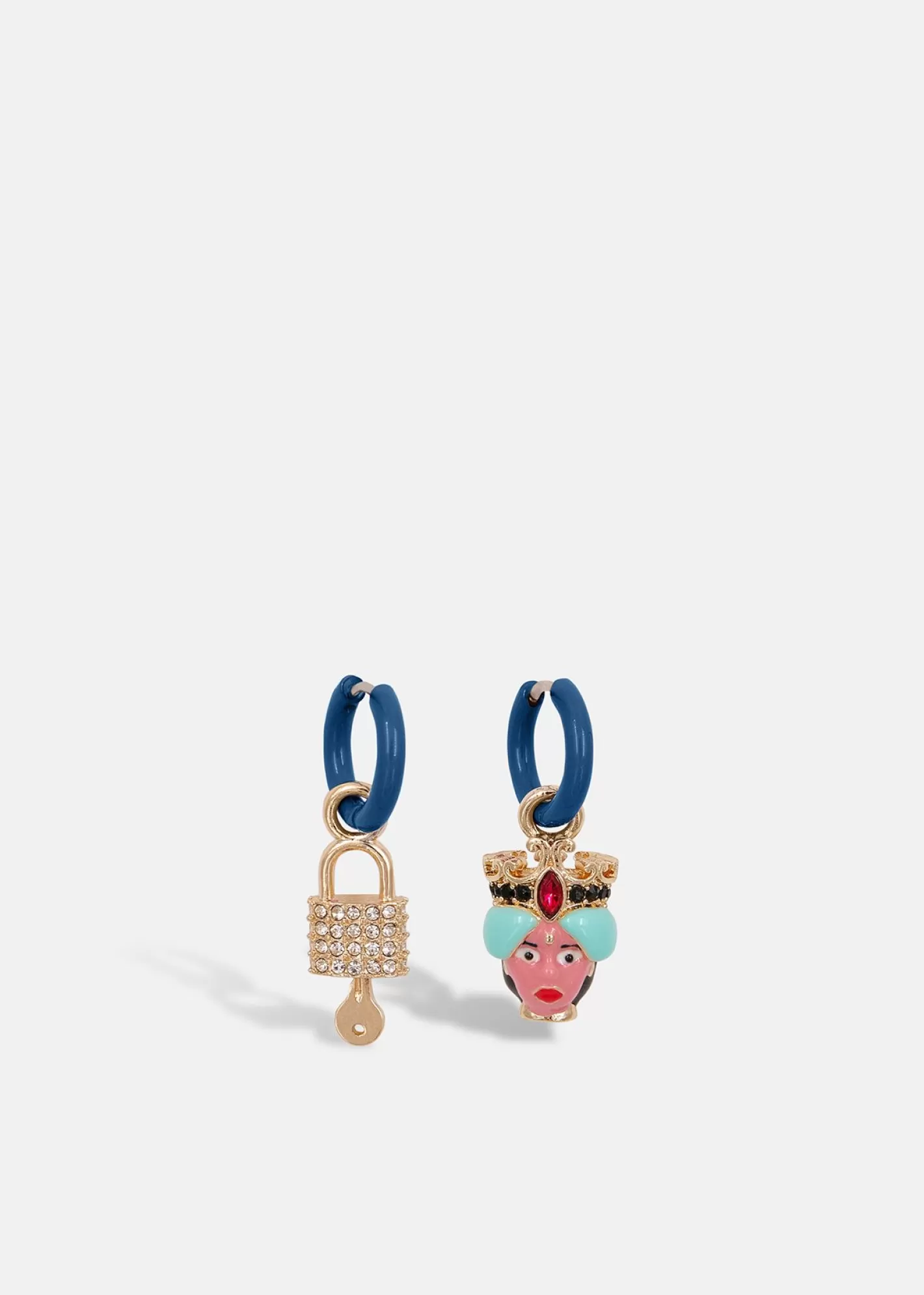 Best Dark blue hoop earrings with padlock and face pendants Fall 2024 Collection | Jewelry