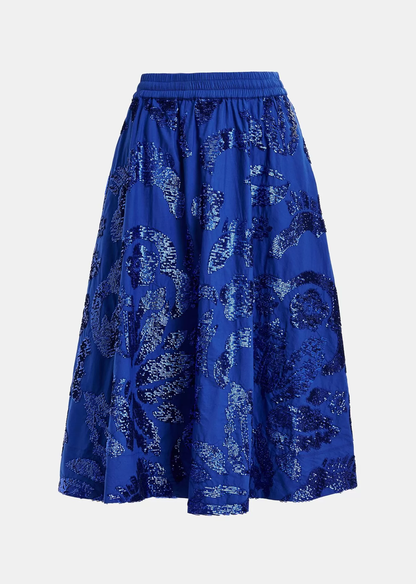 Sale Dark blue sequin-embellished cotton midi skirt Fall 2024 Collection | Partywear