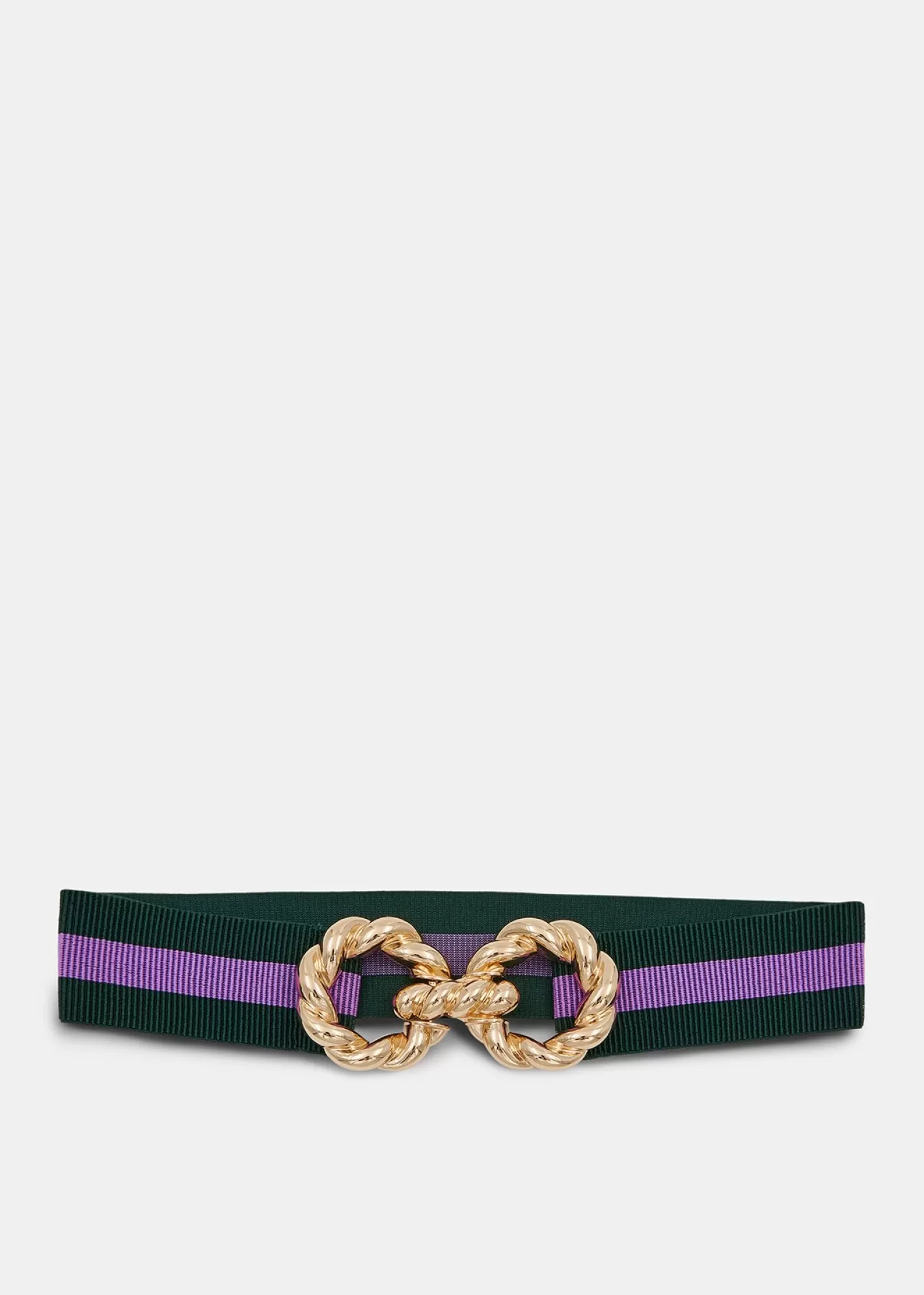 Online Dark green and purple striped belt with gold-tone buckle Fall 2024 Collection | Belts