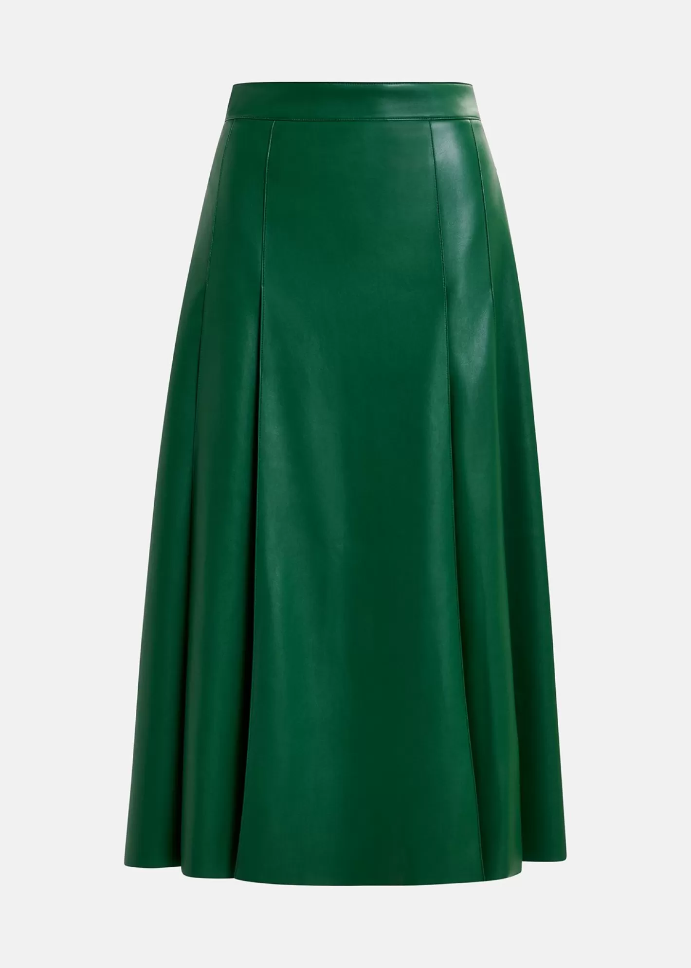 Clearance Dark green faux leather midi skirt Fall 2024 Collection | Skirts