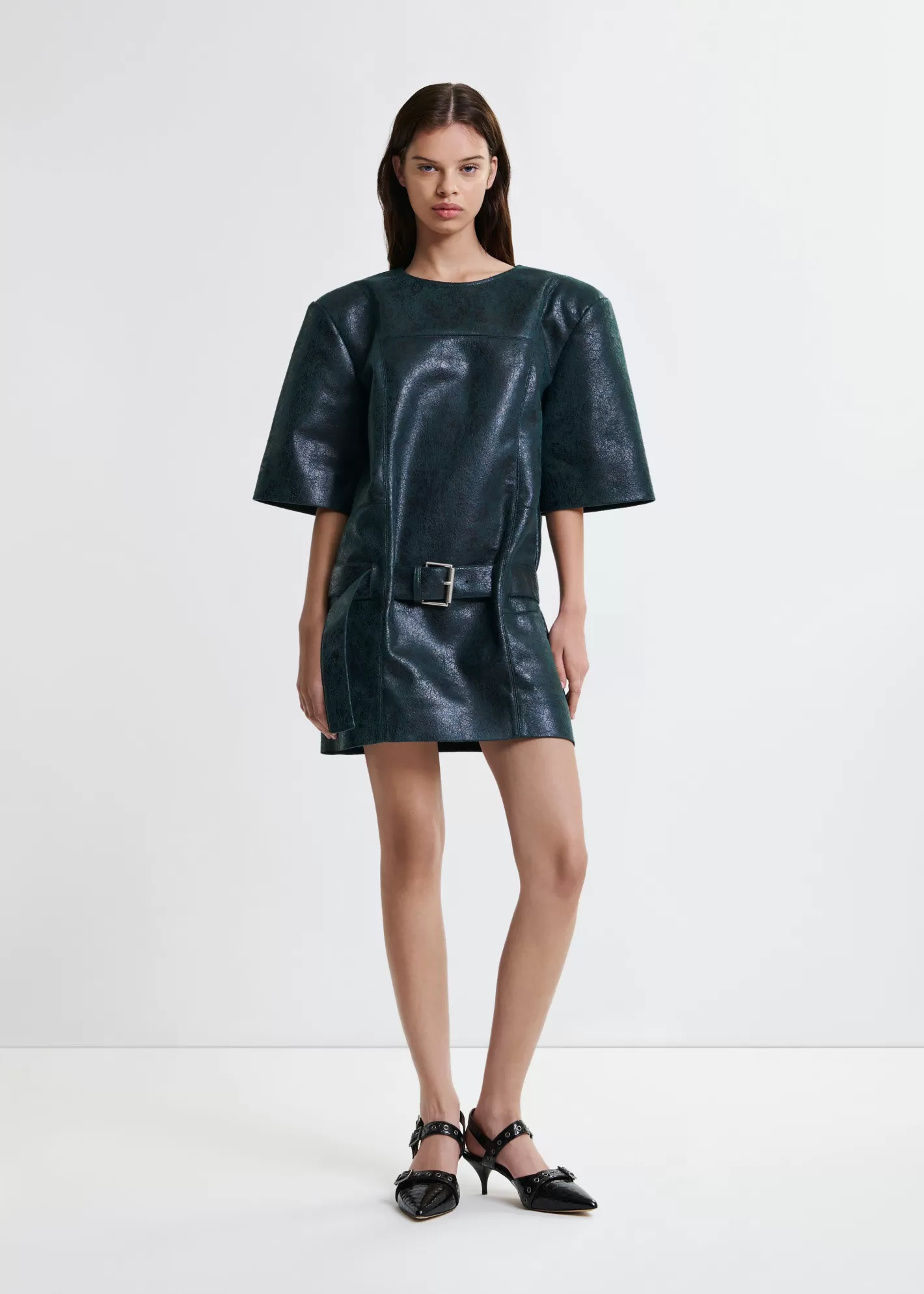 Hot Dark green minidress with buckle fastening Paula Van Dyck X Essentiel Antwerp | Dresses