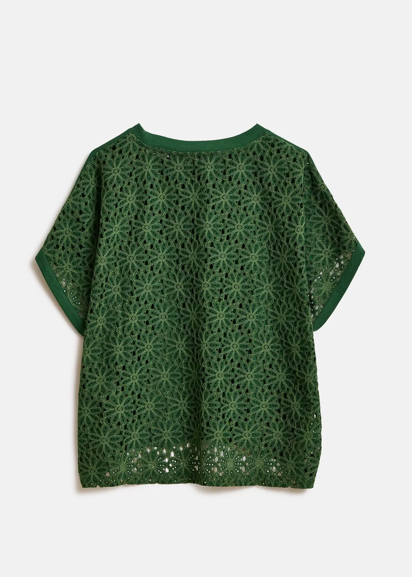 Online Dark green T-shirt with lace back panel Fall 2024 Collection | T-shirts