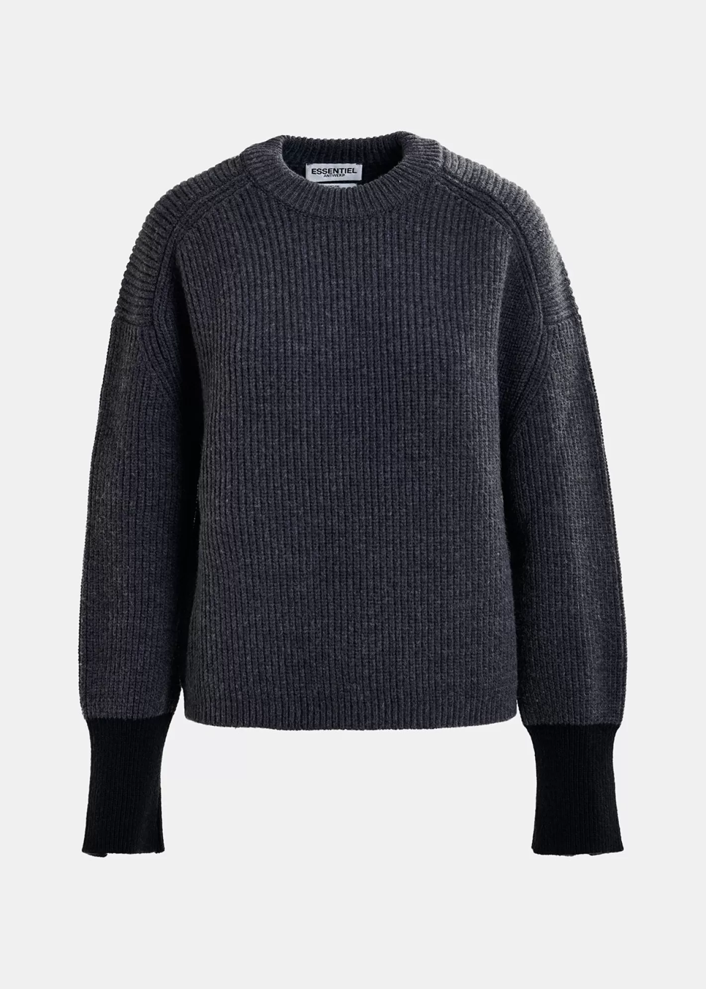 Cheap Dark grey knit sweater with contrasting cuffs Fall 2024 Collection | Sweaters & Cardigans