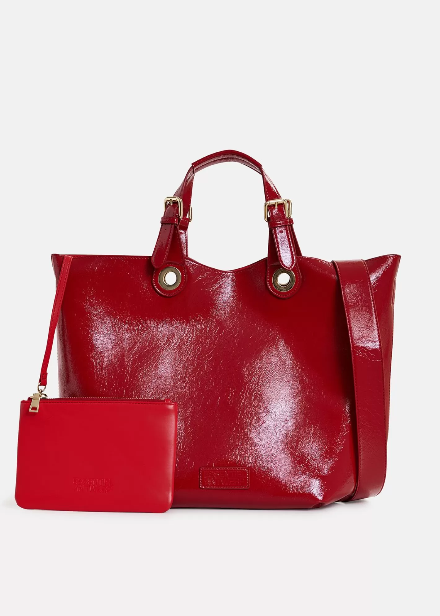 Online Dark red faux patent-leather shopper bag Fall 2024 Collection | Bags