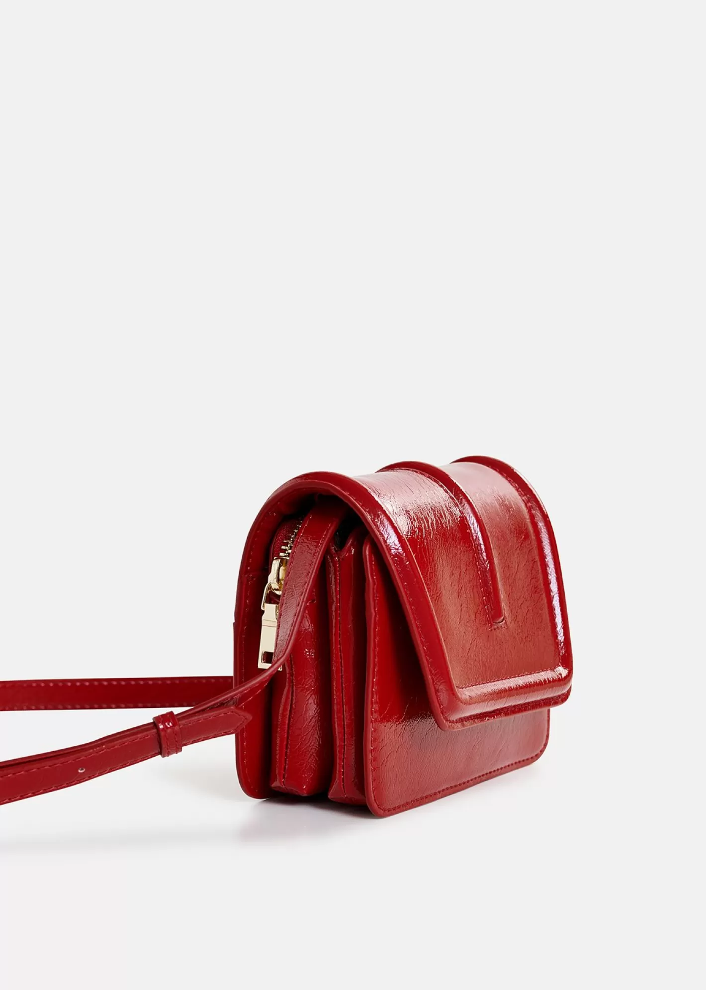 Hot Dark red faux patent-leather shoulder bag Fall 2024 Collection | Bags