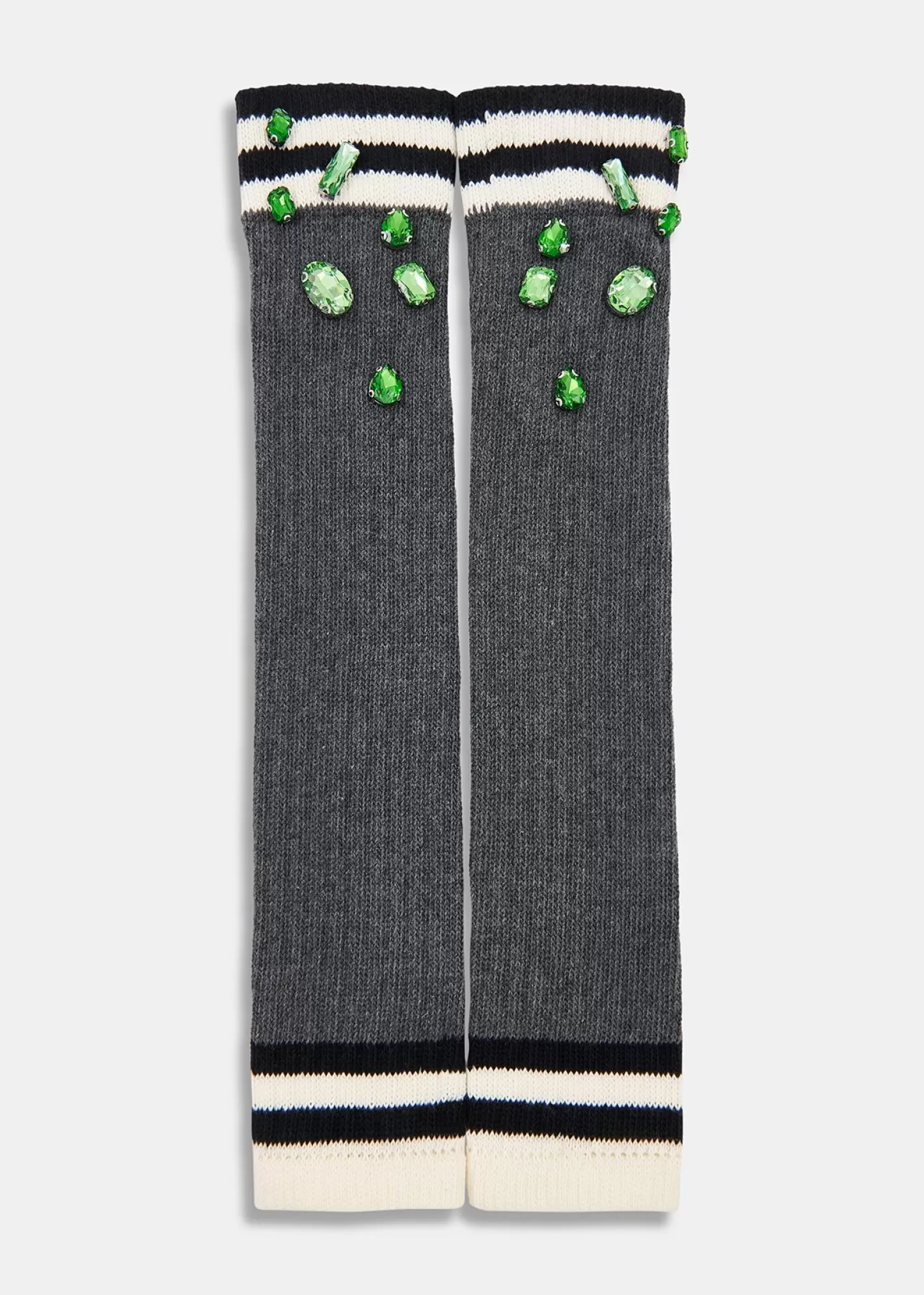 Cheap Donkergrijze ribgebreide armwarmers met stras Socks | Fall 2024 Collection