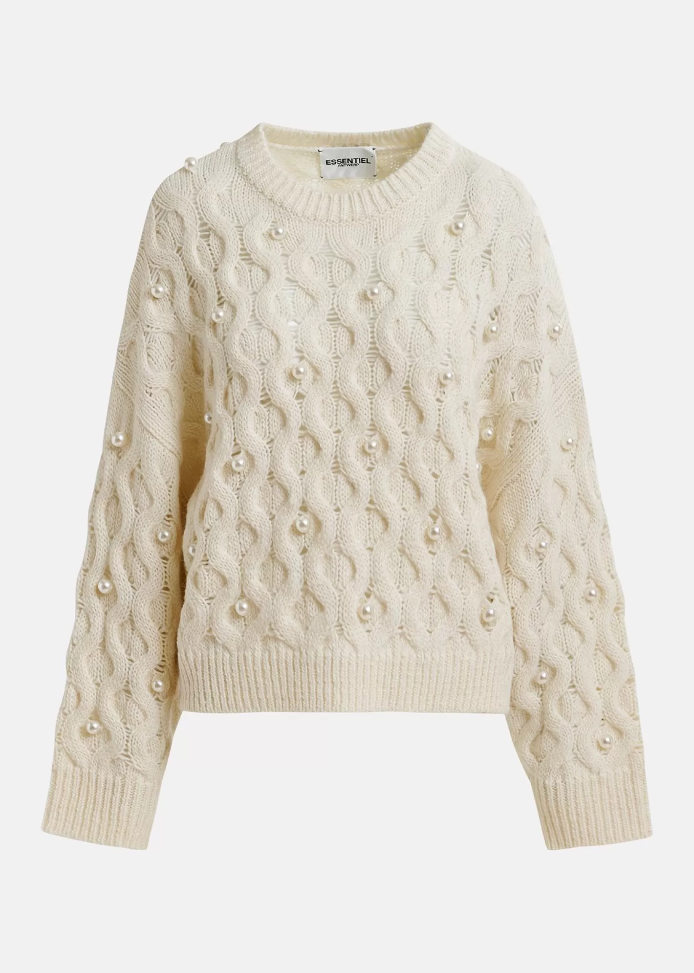 Best cable knitted sweater with pearl embellishments Sweaters & Cardigans