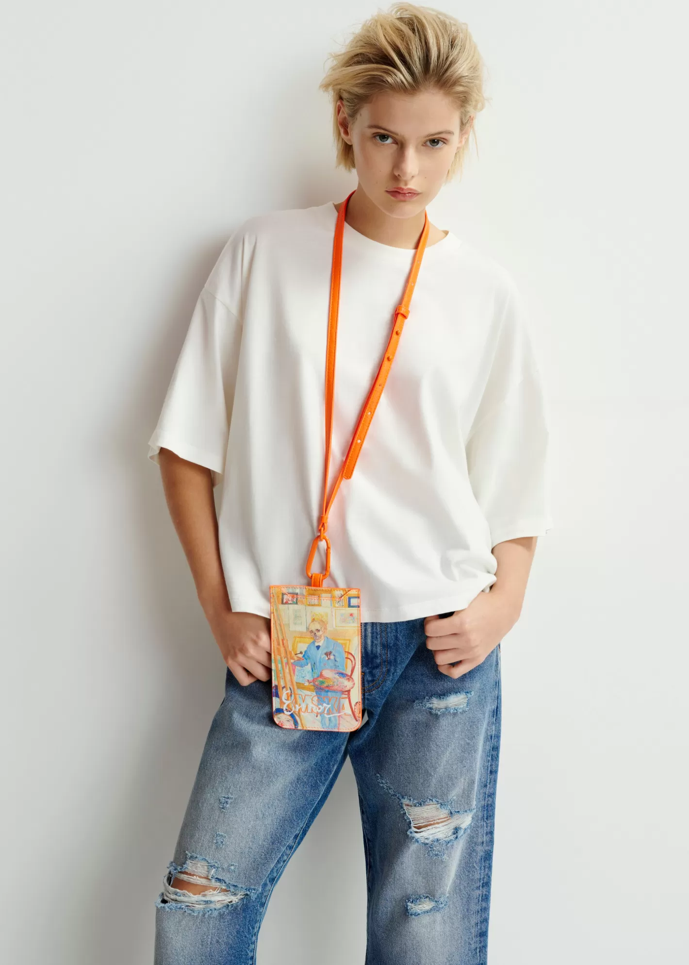 New Ecru 'Skeleton Painter' cardholder with strap - collaboration with KMSKA KMSKA X Essentiel Antwerp | Bags