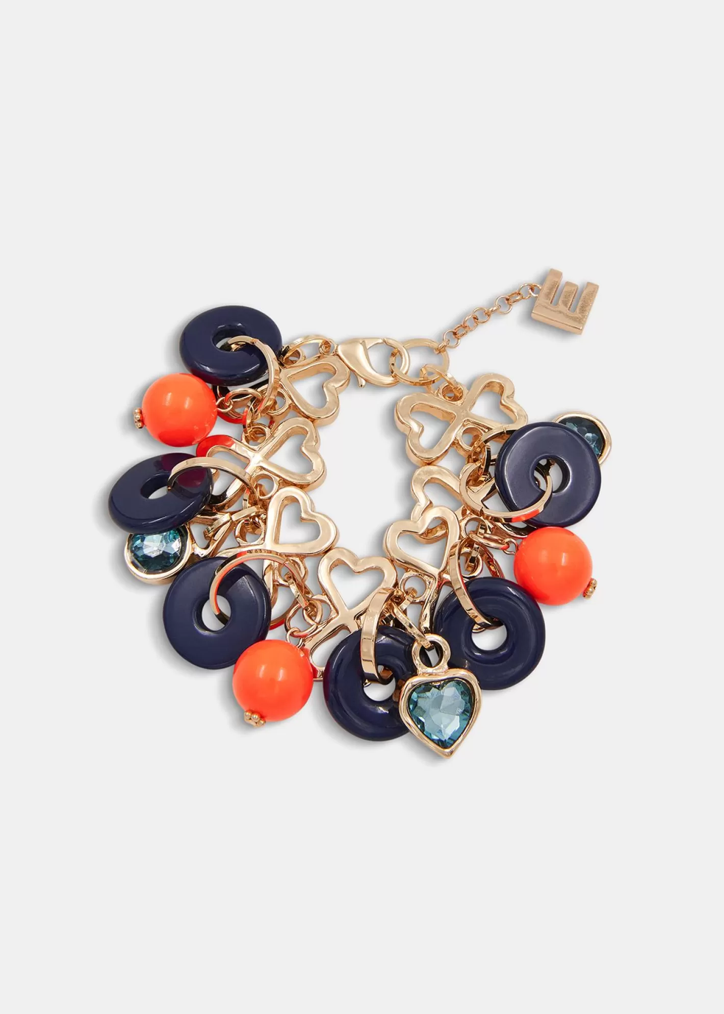 New Gold-tone heart-shaped chain bracelet with resin charms Fall 2024 Collection | Jewelry