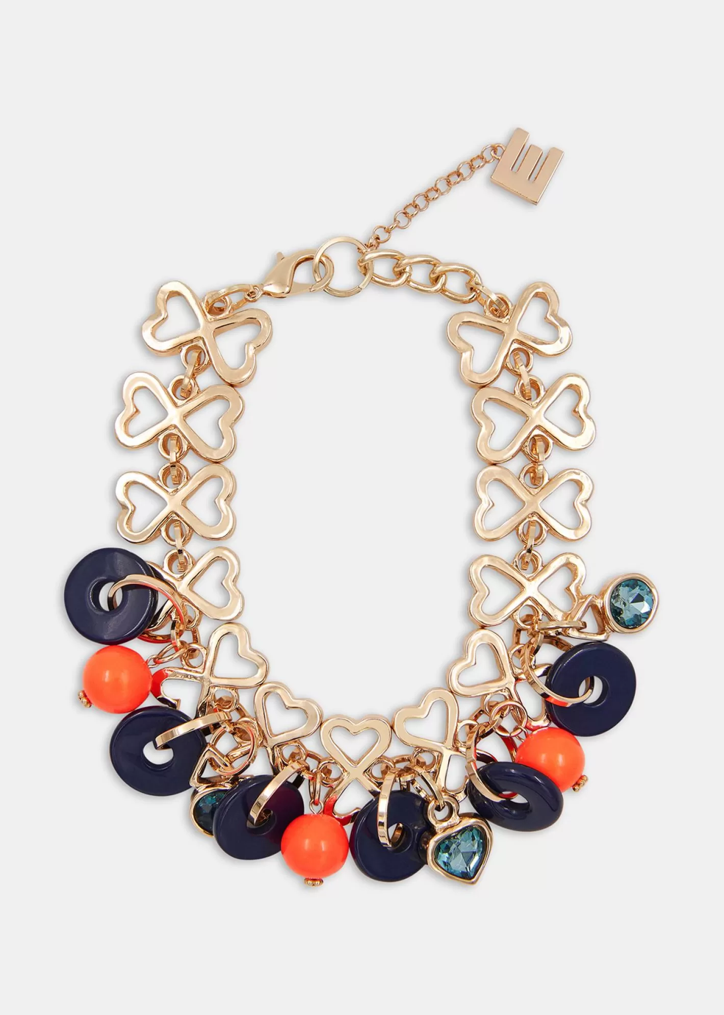 Online Gold-tone heart-shaped chain necklace with resin charms Fall 2024 Collection | Jewelry