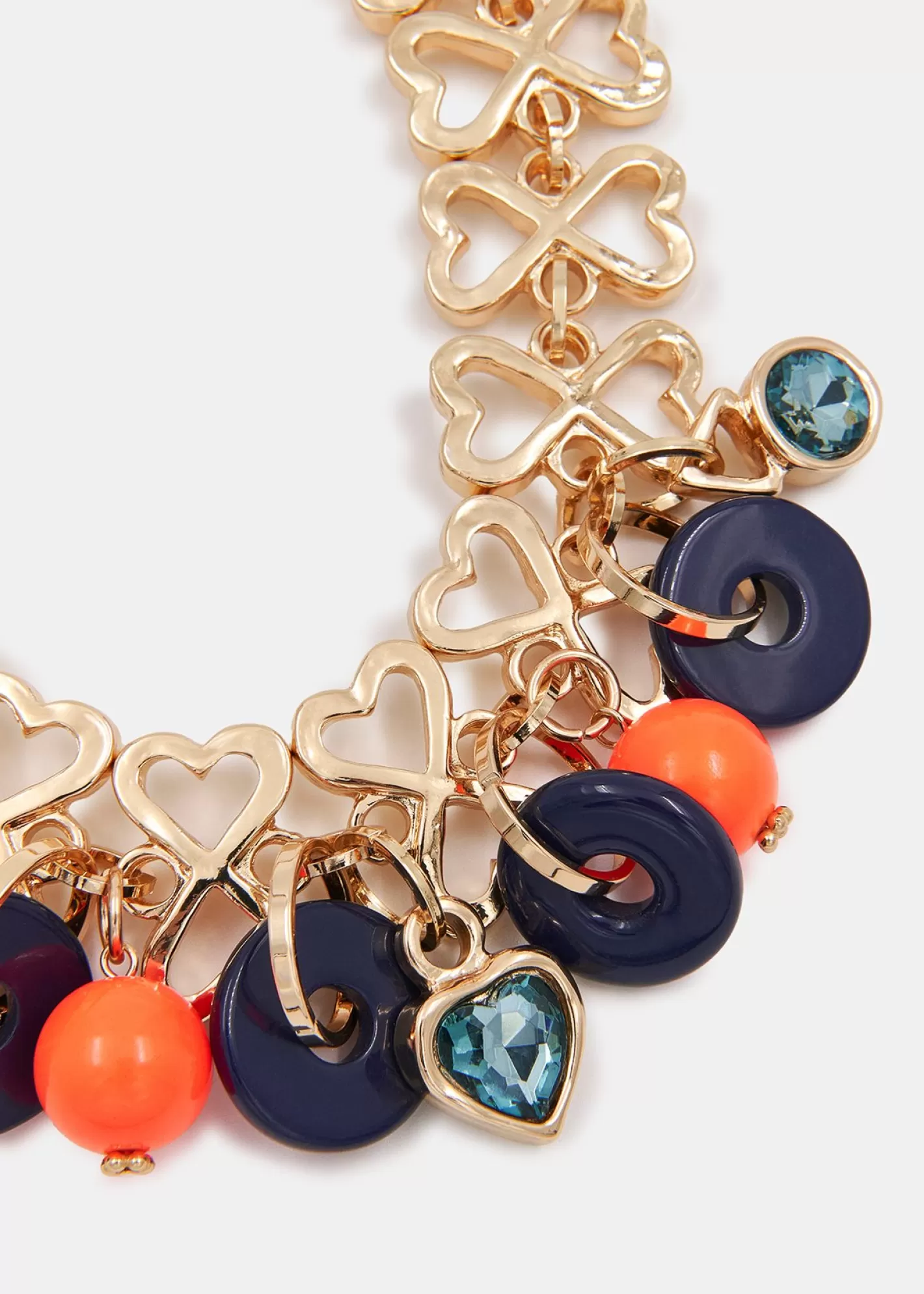 Online Gold-tone heart-shaped chain necklace with resin charms Fall 2024 Collection | Jewelry