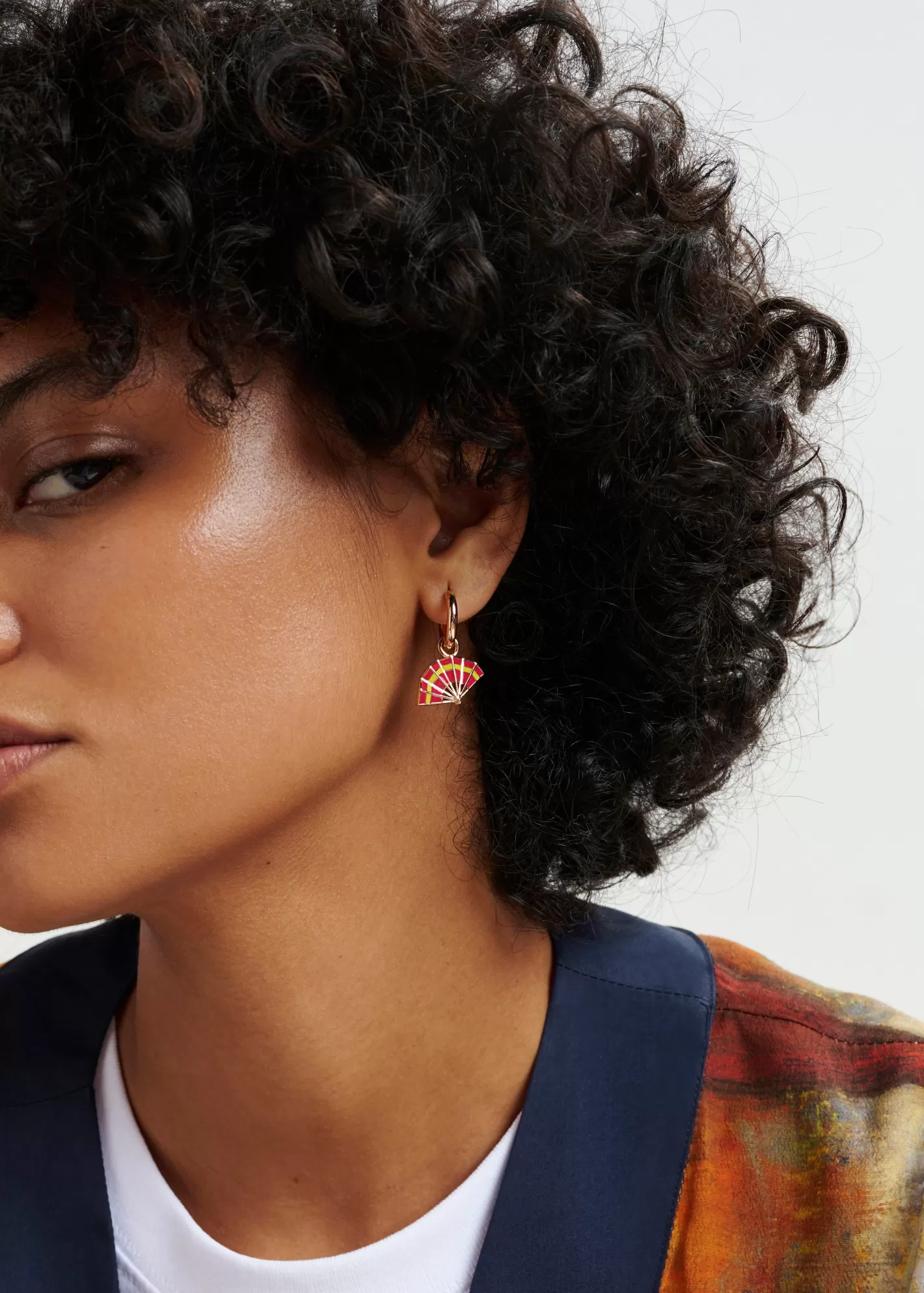 Online Gold-tone hoop earrings with skull and fan pendants - collaboration with KMSKA KMSKA X Essentiel Antwerp | Jewelry