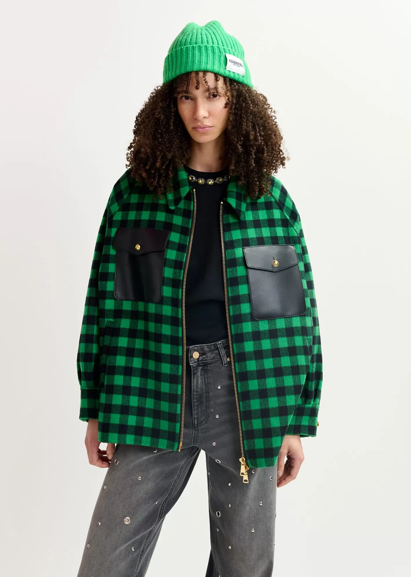 Discount Green and navy blue checked wool jacket Fall 2024 Collection | Coats & Jackets