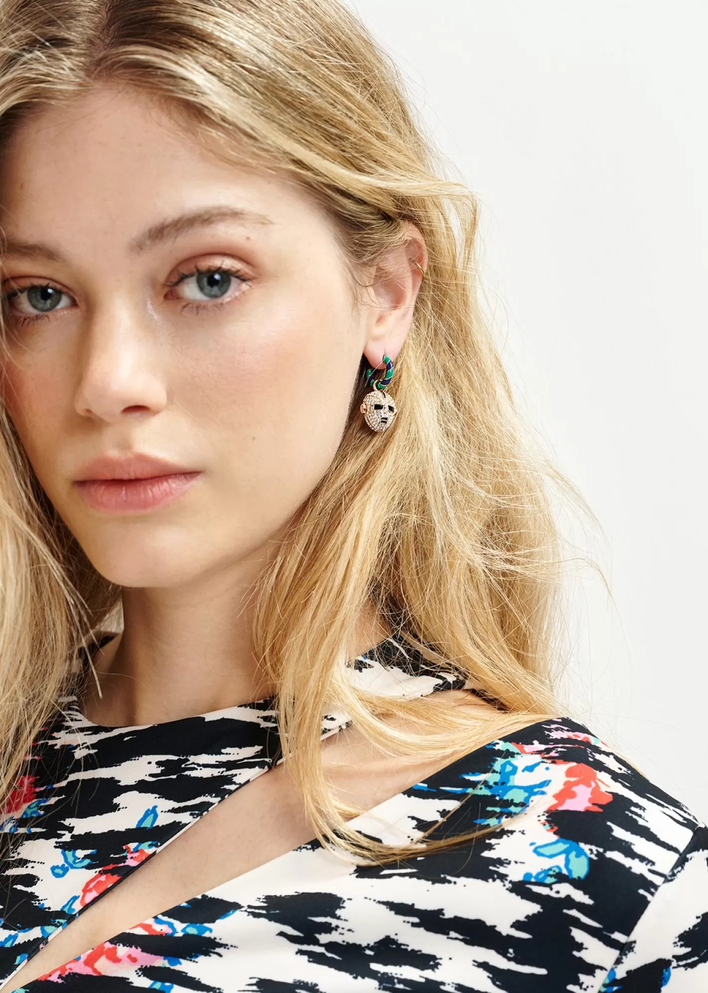 Clearance Green, black and dark blue hoop earrings with bug and robot head pendants Jewelry
