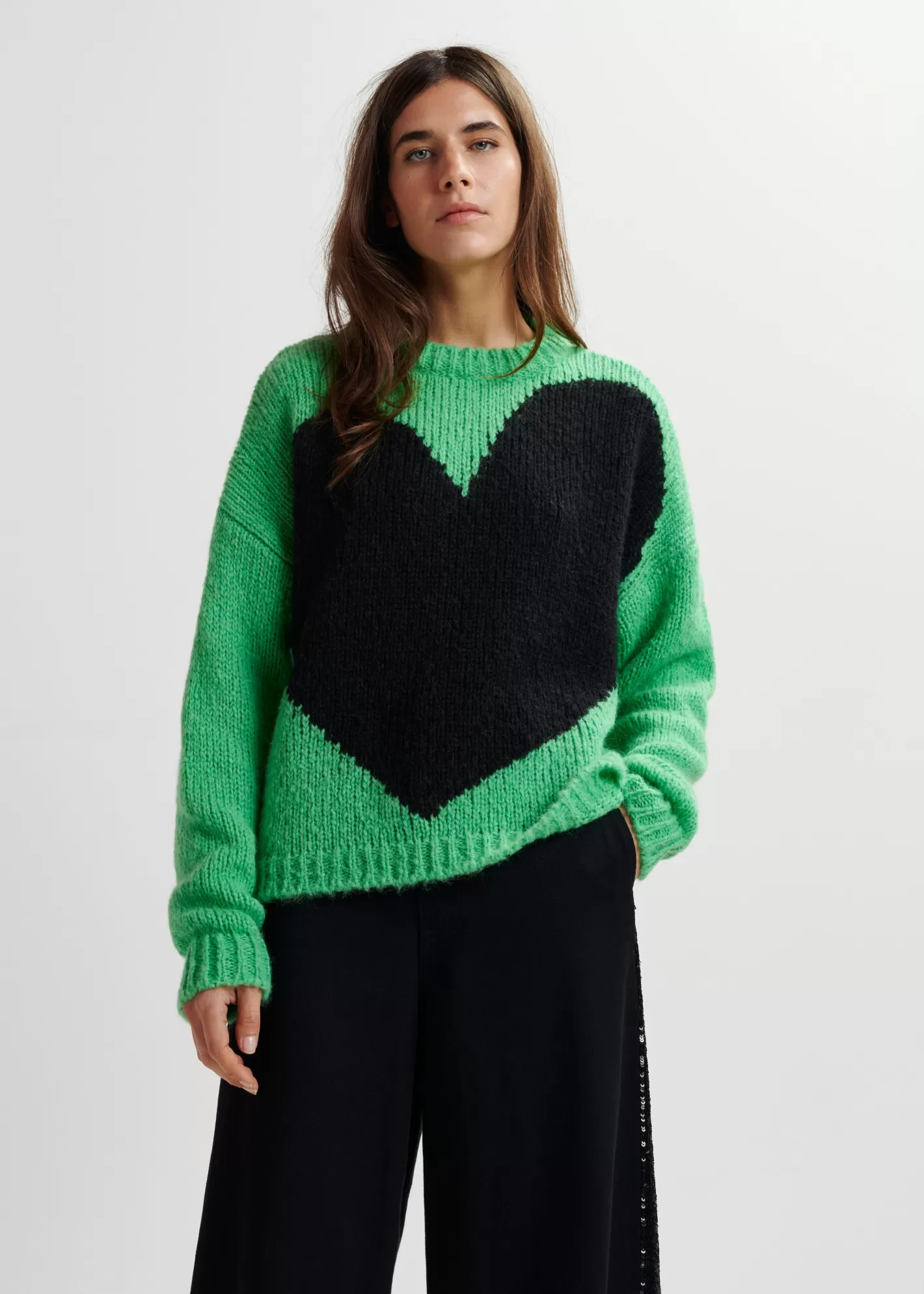 Online Green heart intarsia-knit sweater Sweaters & Cardigans