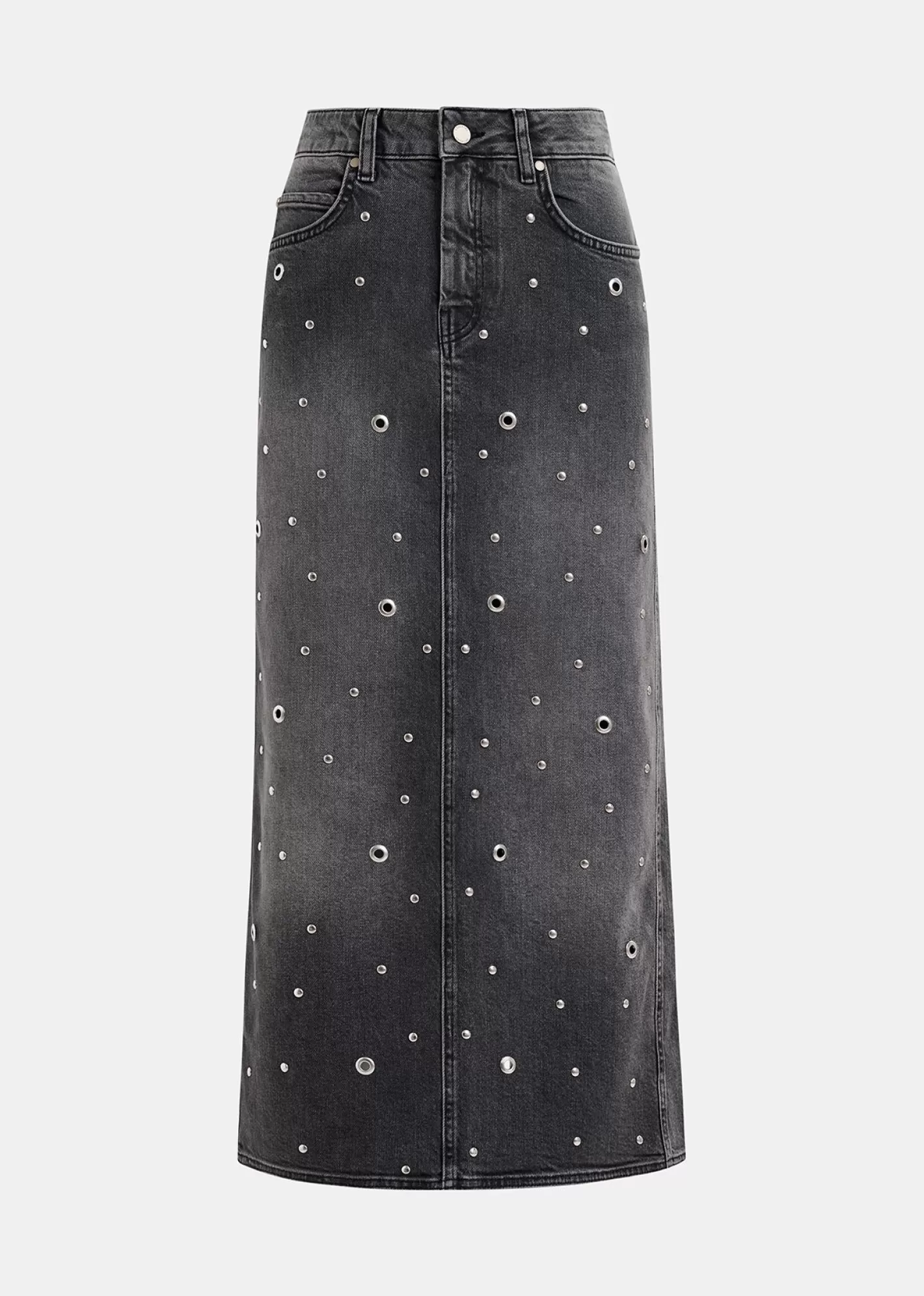 Best eyelet-embellished denim midi skirt Fall 2024 Collection | Denim