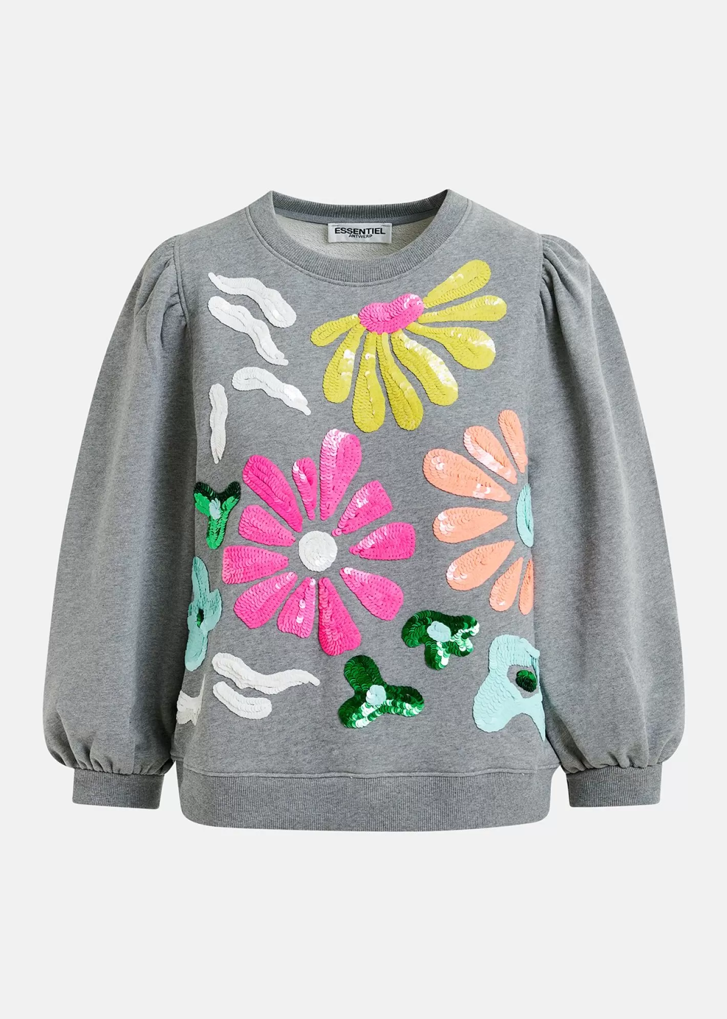 Store Grey organic cotton sweatshirt with multicolored sequin embroideries Sweatshirts