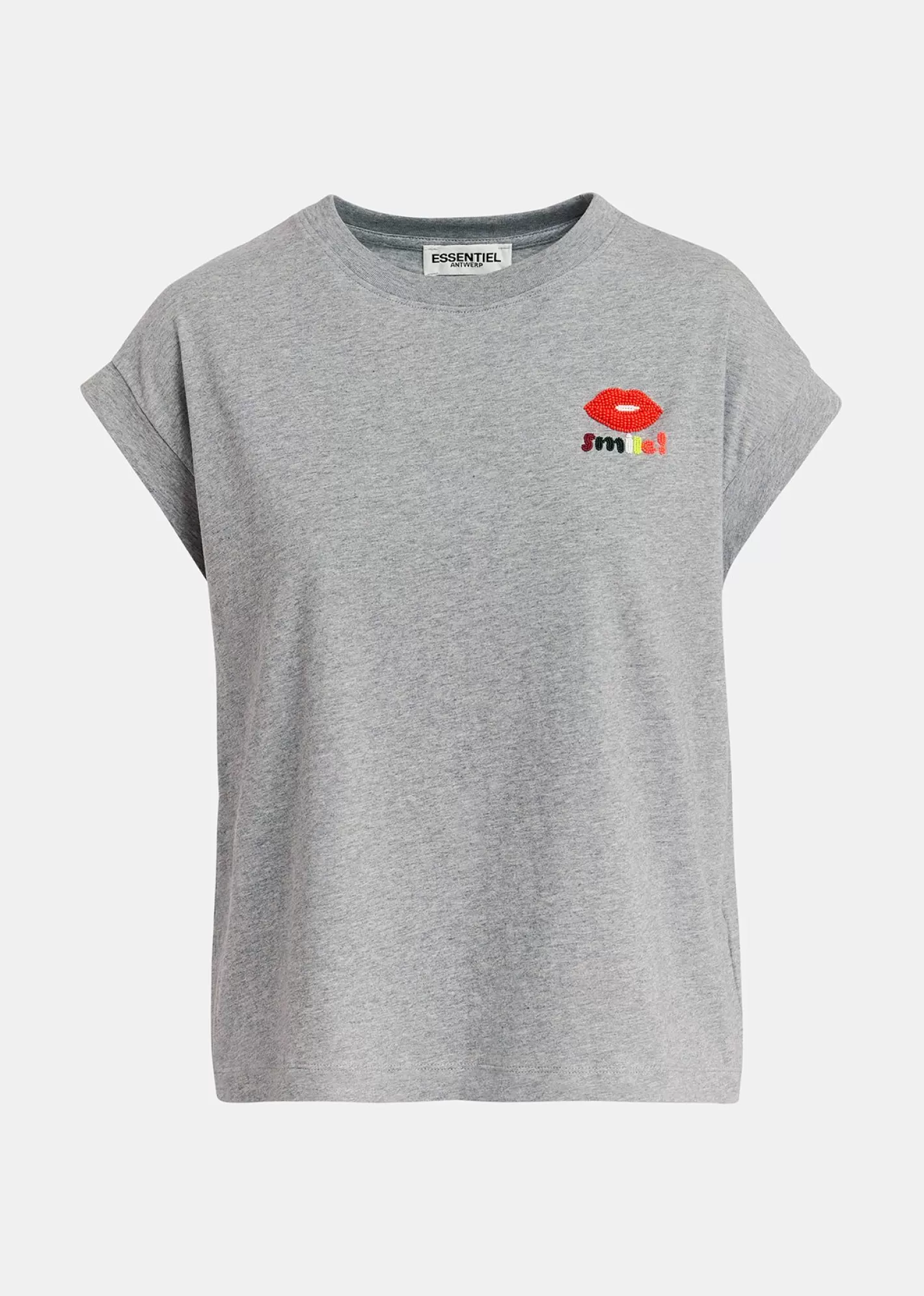 Outlet Grey organic cotton T-shirt with embroidery Fall 2024 Collection | T-shirts