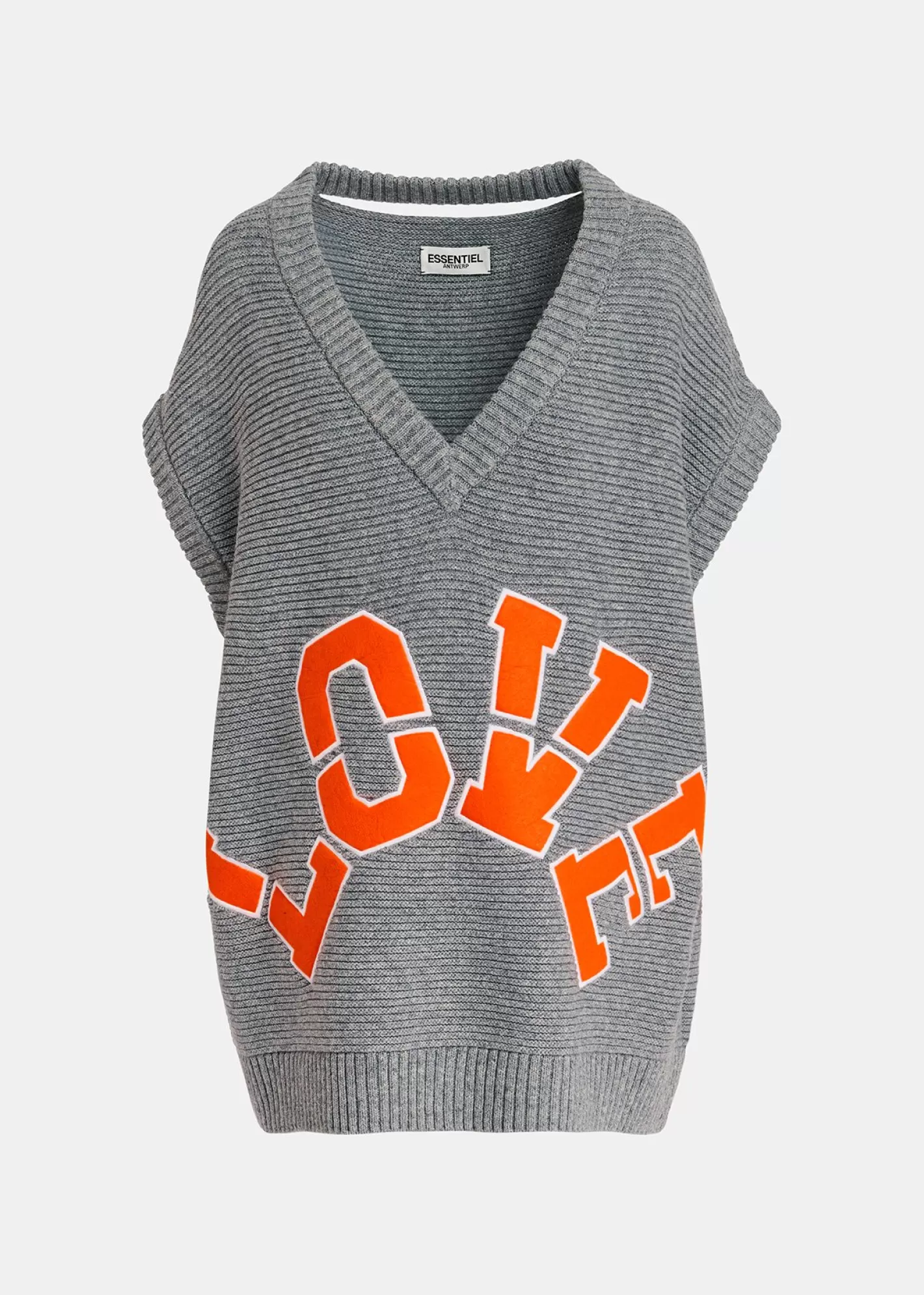 Best Sale Grey sleeveless knit sweater with "love" appliqué Fall 2024 Collection | Sweaters & Cardigans