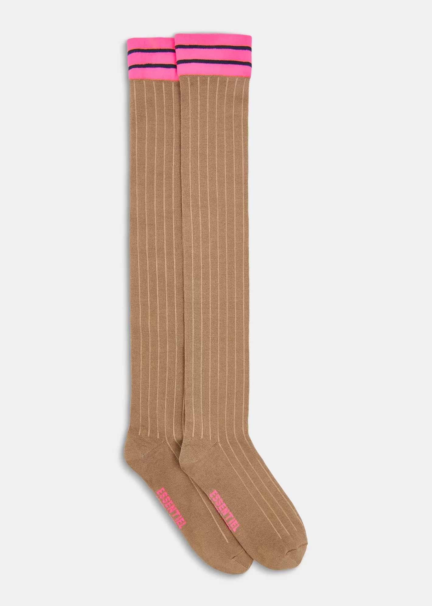 Shop Hoge bruine sokken met gestreepte boord Socks | Fall 2024 Collection