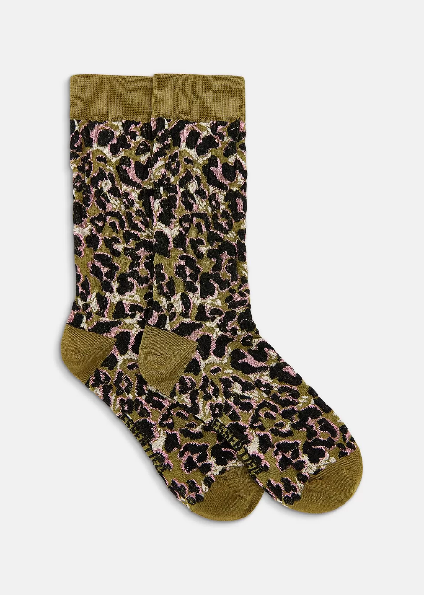 Clearance Kaki sokken in luipaardjacquard Socks | Fall 2024 Collection