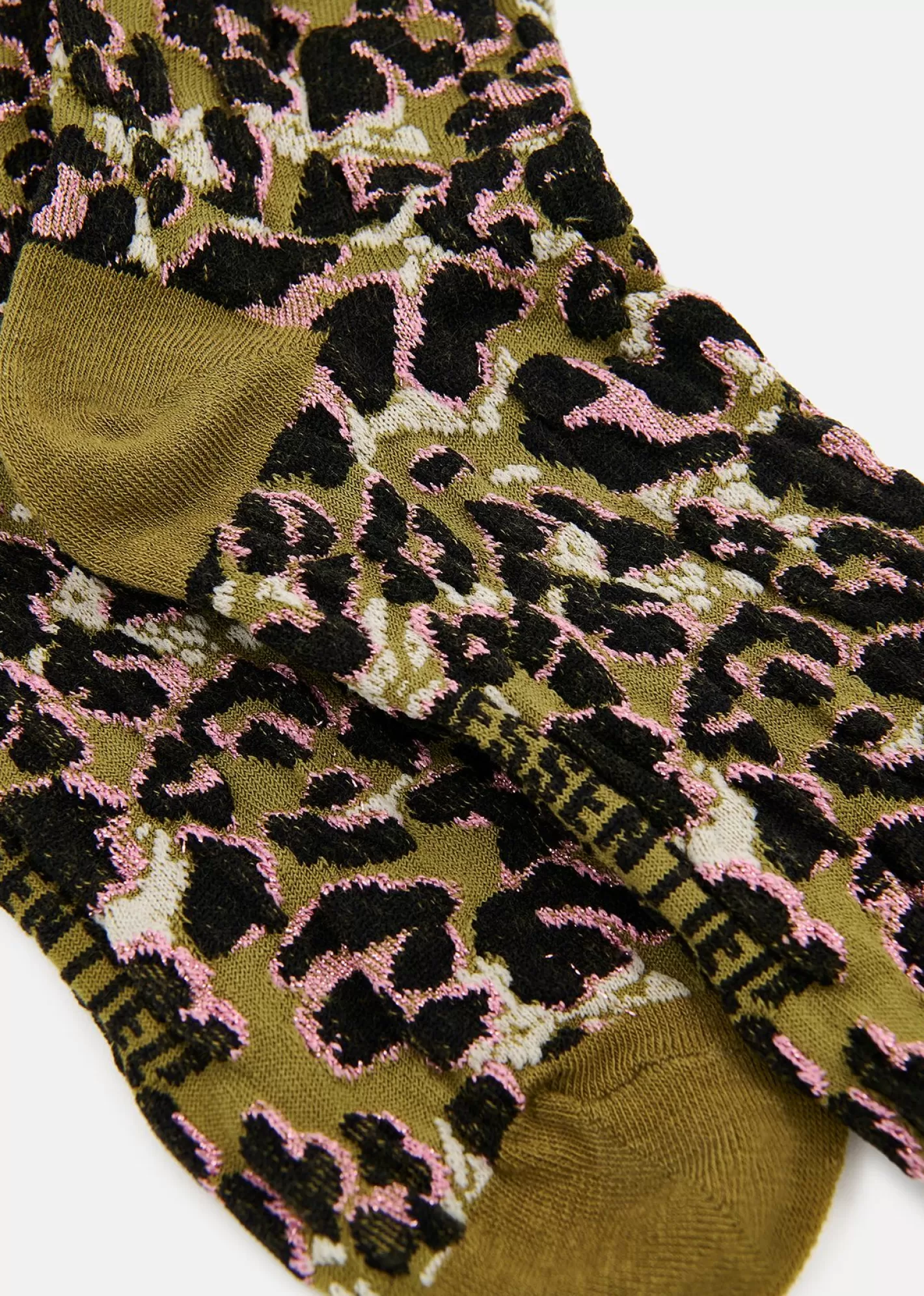 Clearance Kaki sokken in luipaardjacquard Socks | Fall 2024 Collection