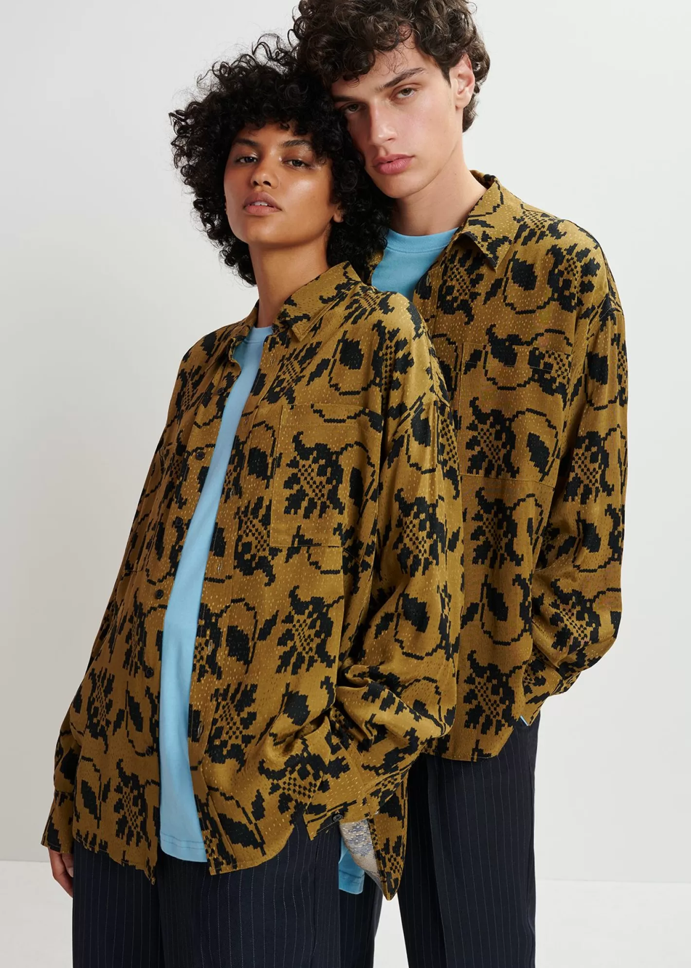 Flash Sale Khaki and black floral-print shirt FLUID Collection | Prints