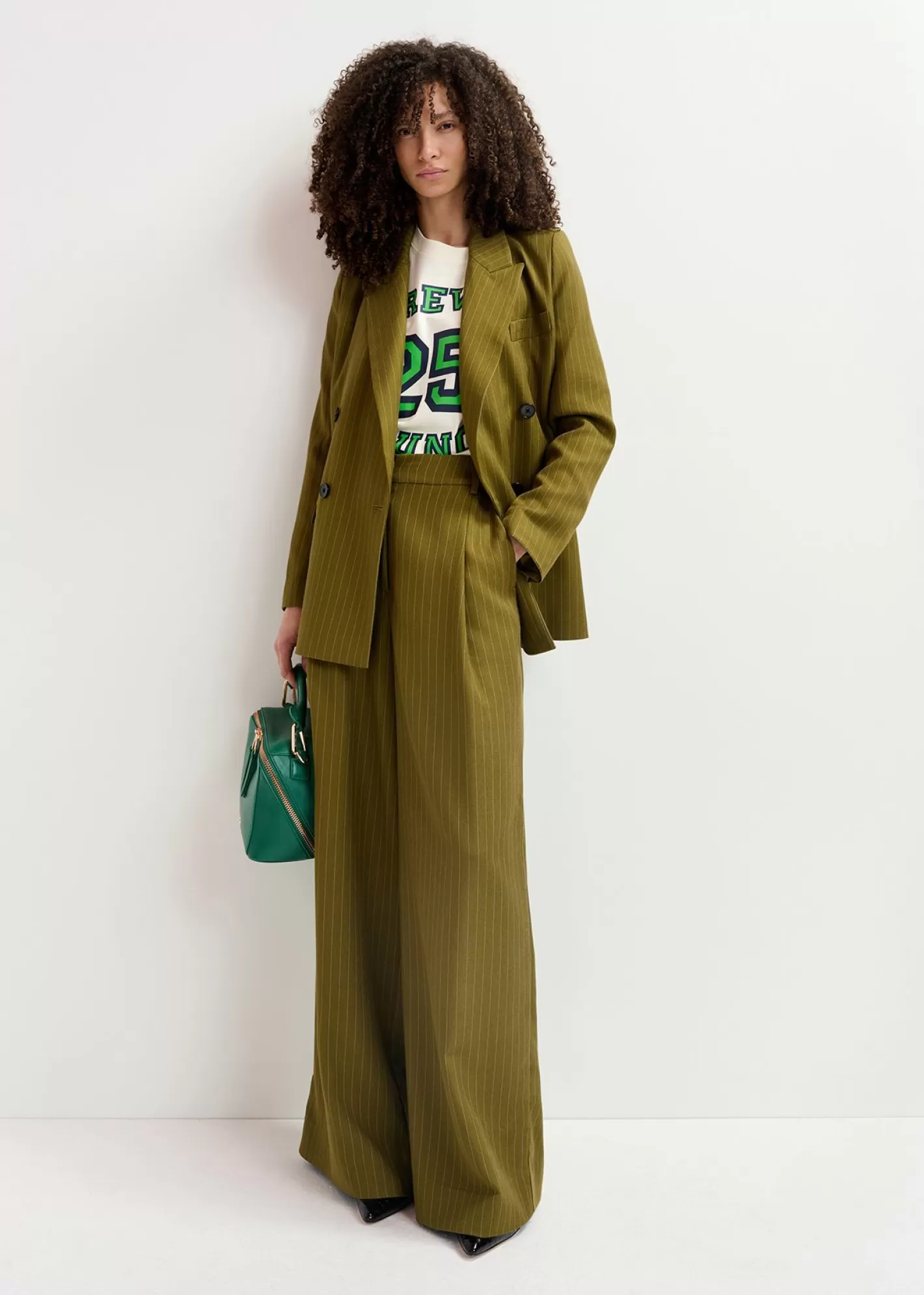 Online Khaki pinstriped wide-leg pants Pants & Shorts | Fall 2024 Collection