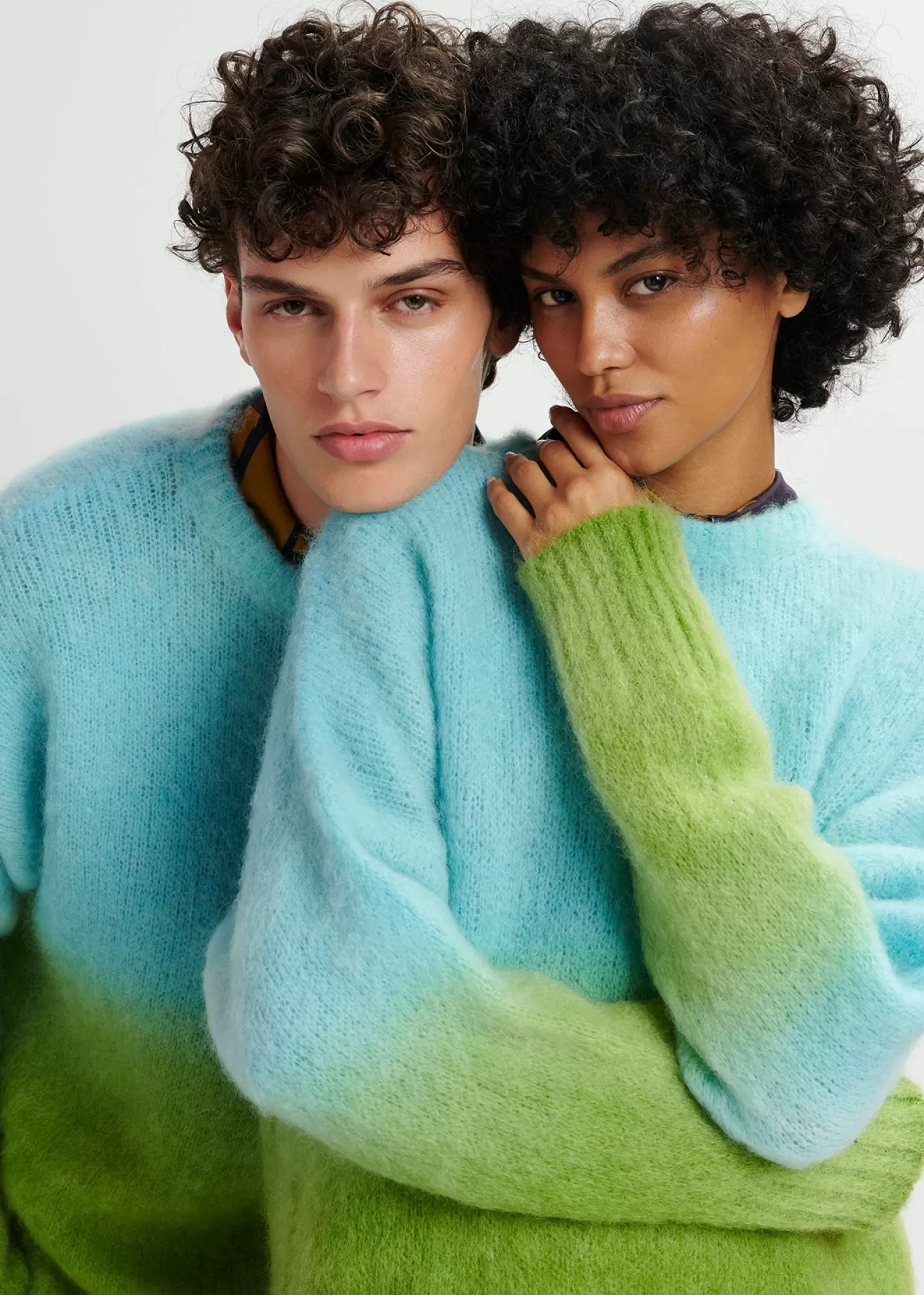 Cheap Light blue and green knit sweater with gradient effect FLUID Collection | Sweaters & Cardigans