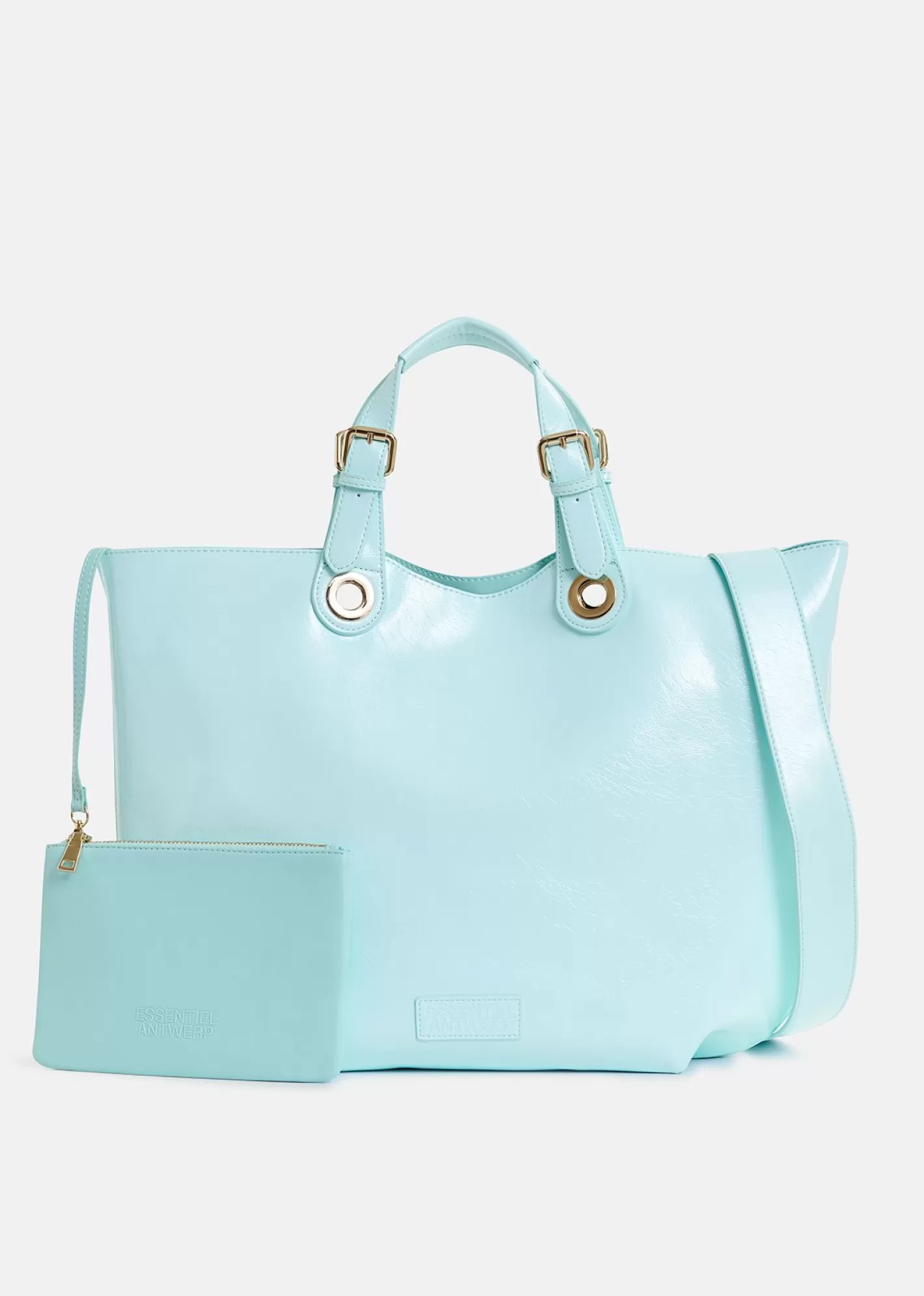 New Light blue faux patent-leather shopper bag Fall 2024 Collection | Bags