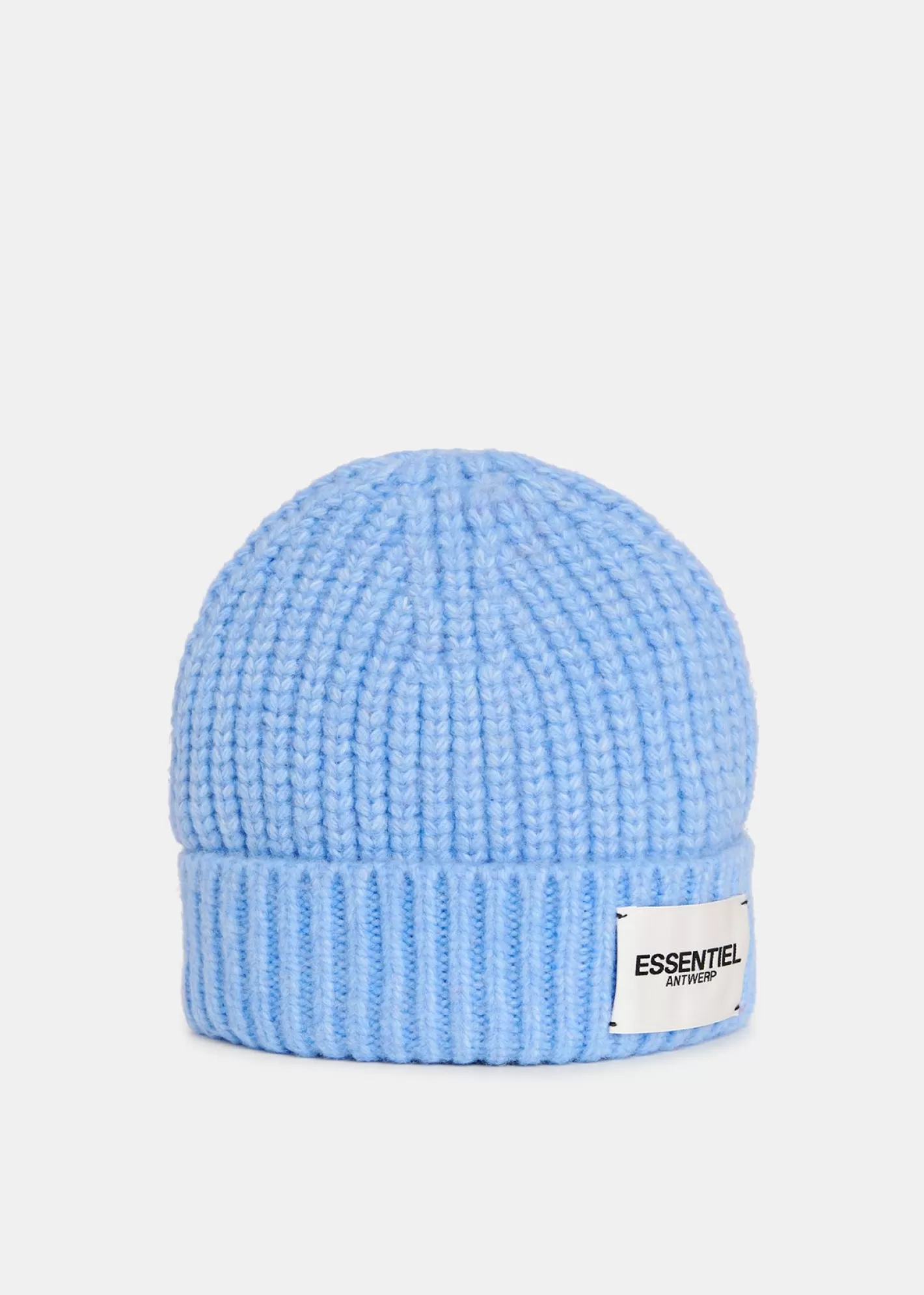 Store Light blue rib-knitted beanie with logo Fall 2024 Collection | Hats